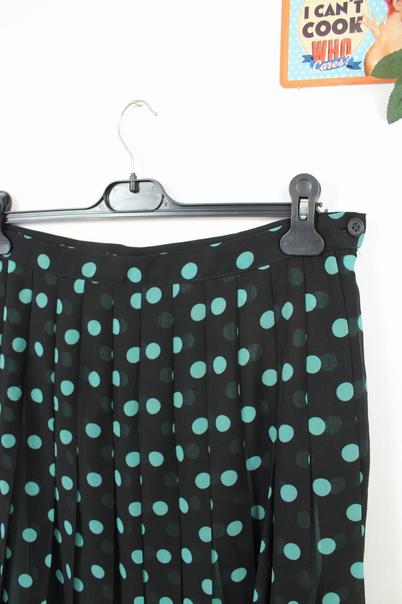 🌸Jupe plissée vintage 80's à pois turquoise - inspiration pin-up 50's🍒