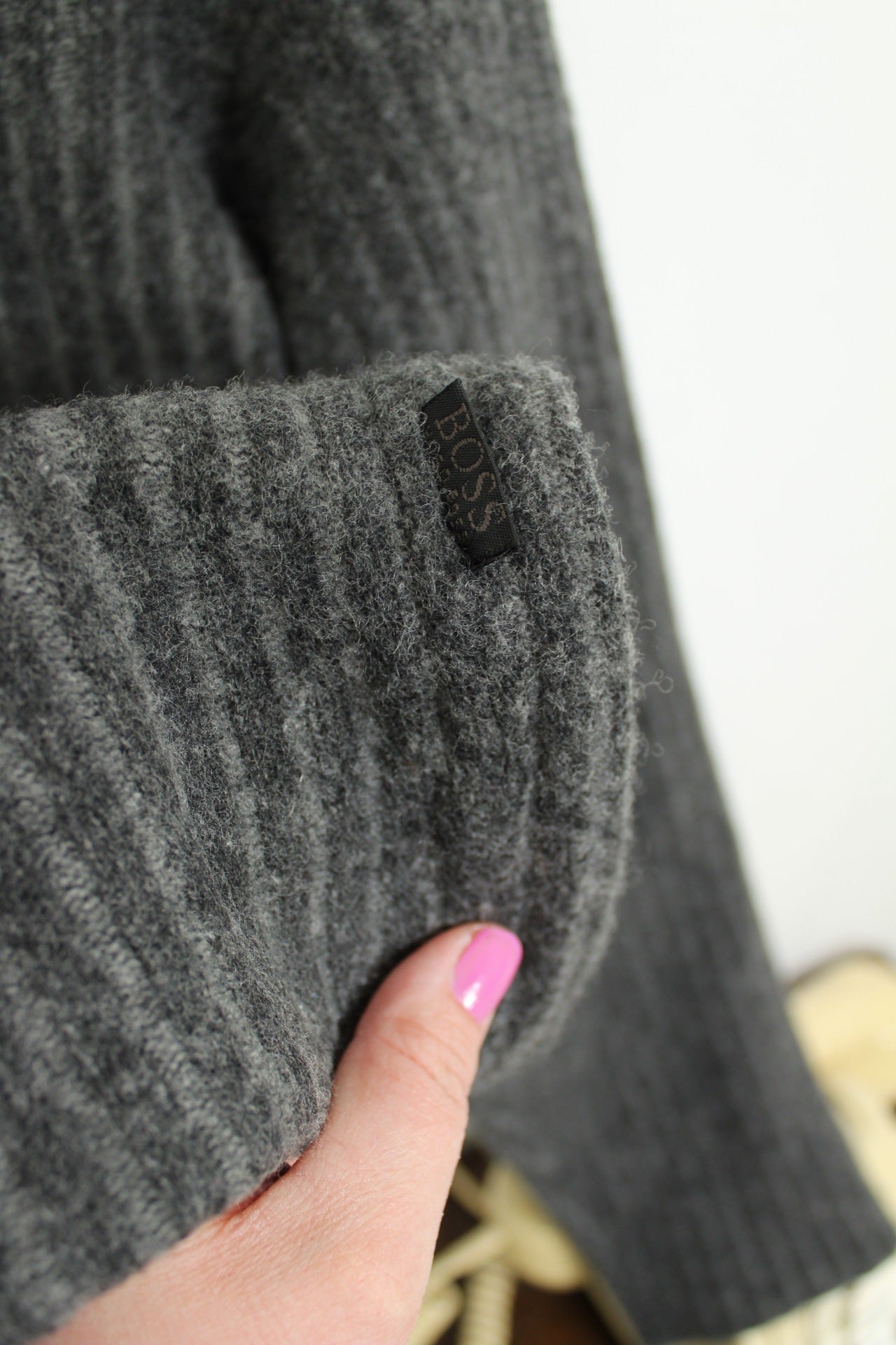 🌸🍒Pull côtelé gris Hugo Boss cachemire - vintage 90's - Taille 40/42🍒🌸