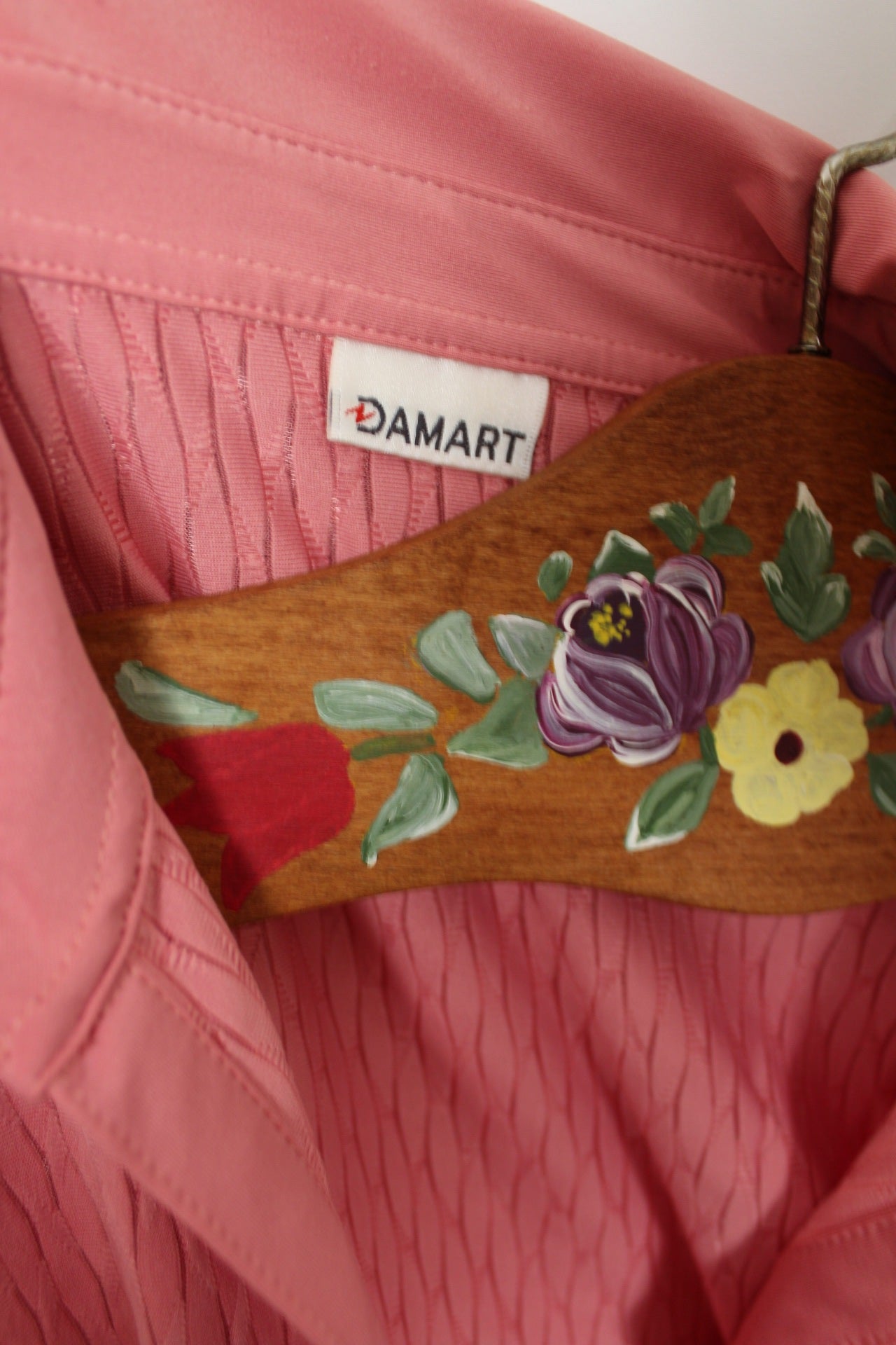 🍒🌸Blouse vintage 90's col chemisier - rose romantique texturé Damart - Taille 38/40🌸🍒