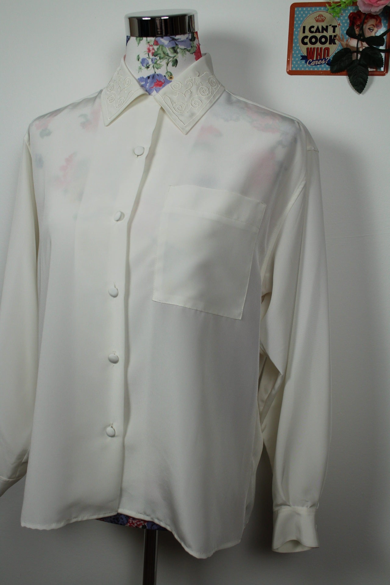 🌸Chemise satinée col brodé romantique Ralph Luigi 80's🍒