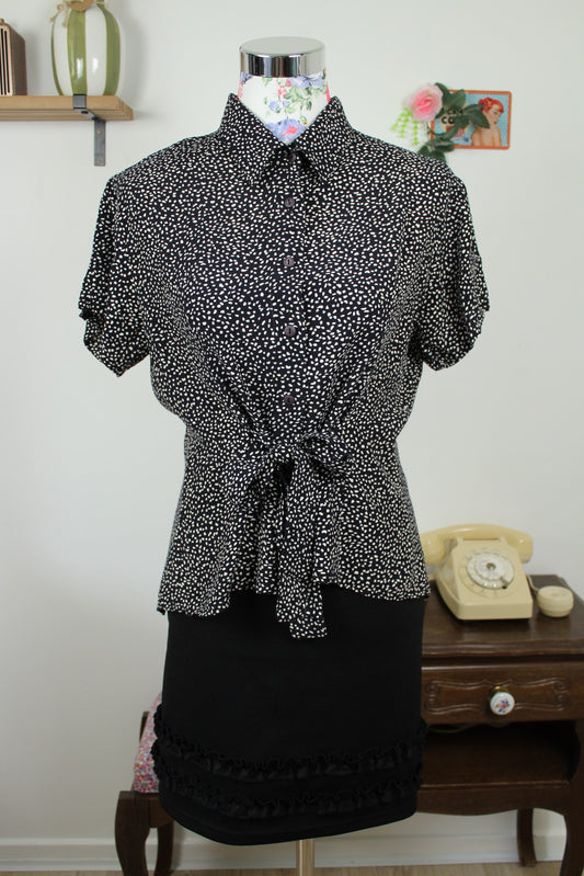 🌸🍒Chemisier vintage 80/90's à pois style pin-up/rockabilly - Taille 38🍒🌸