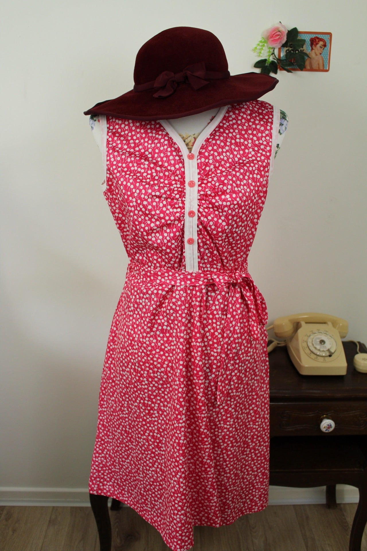 🌸🍒Chapeau vintage en feutre d'Angora années 80/90 bordeaux et nœud🍒🌸