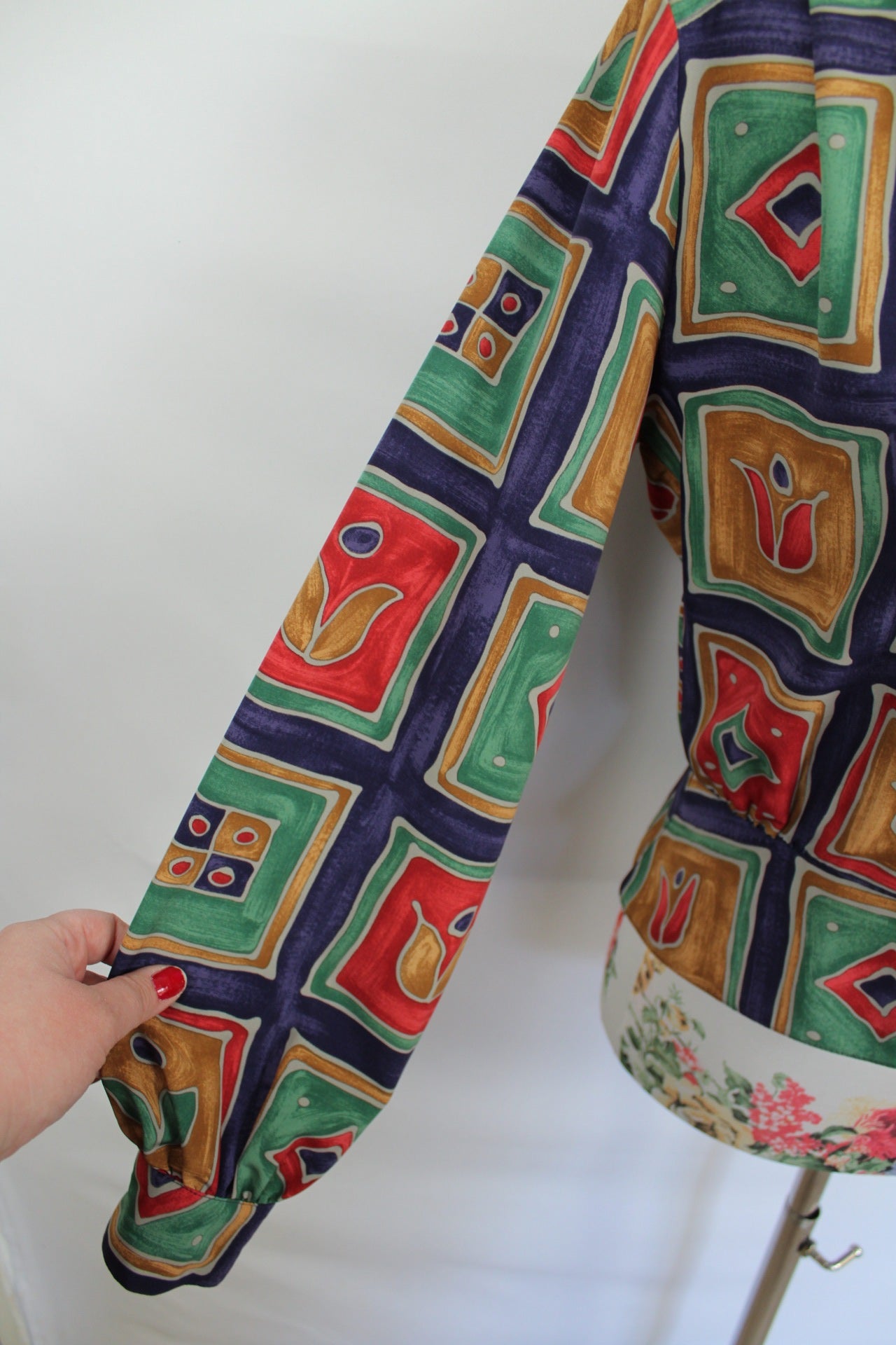 🌸Chemise vintage 80's formes géométriques colorées chic artistique🍒