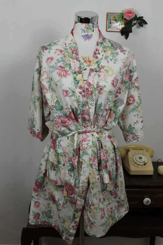🌸🍒Kimono vintage 80/90s imprimé floral style tapisserie romantique - Taille 38/40🍒🌸
