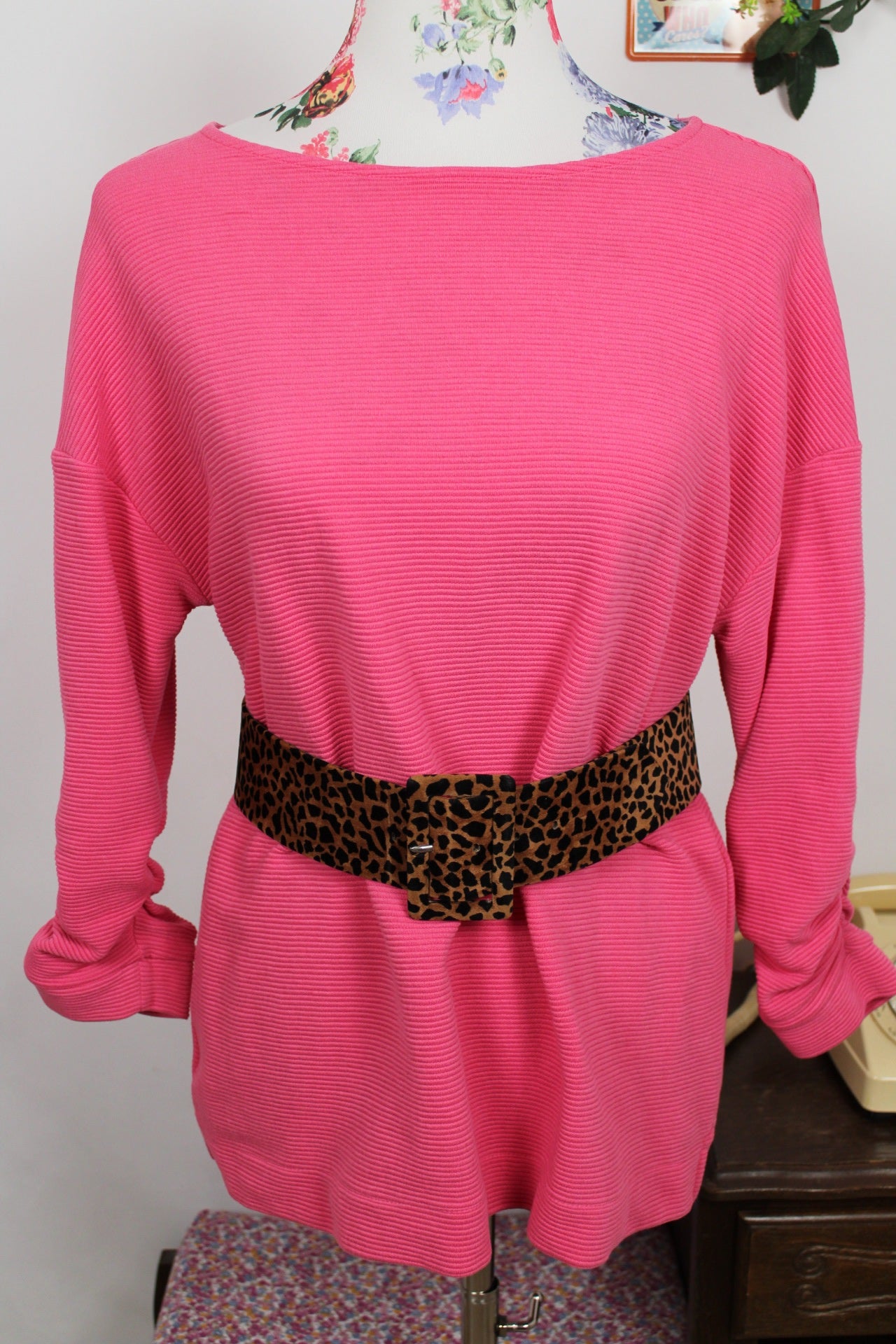 🌸🍒Ceinture vintage léopard 80/90's effet daim - Taille 85🍒🌸