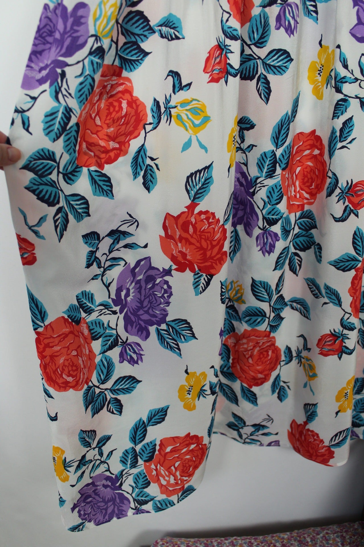 🌸🍒Robe vintage 80's blanche fleurie pep's - coupe & manches amples - Taille 38/40🍒🌸