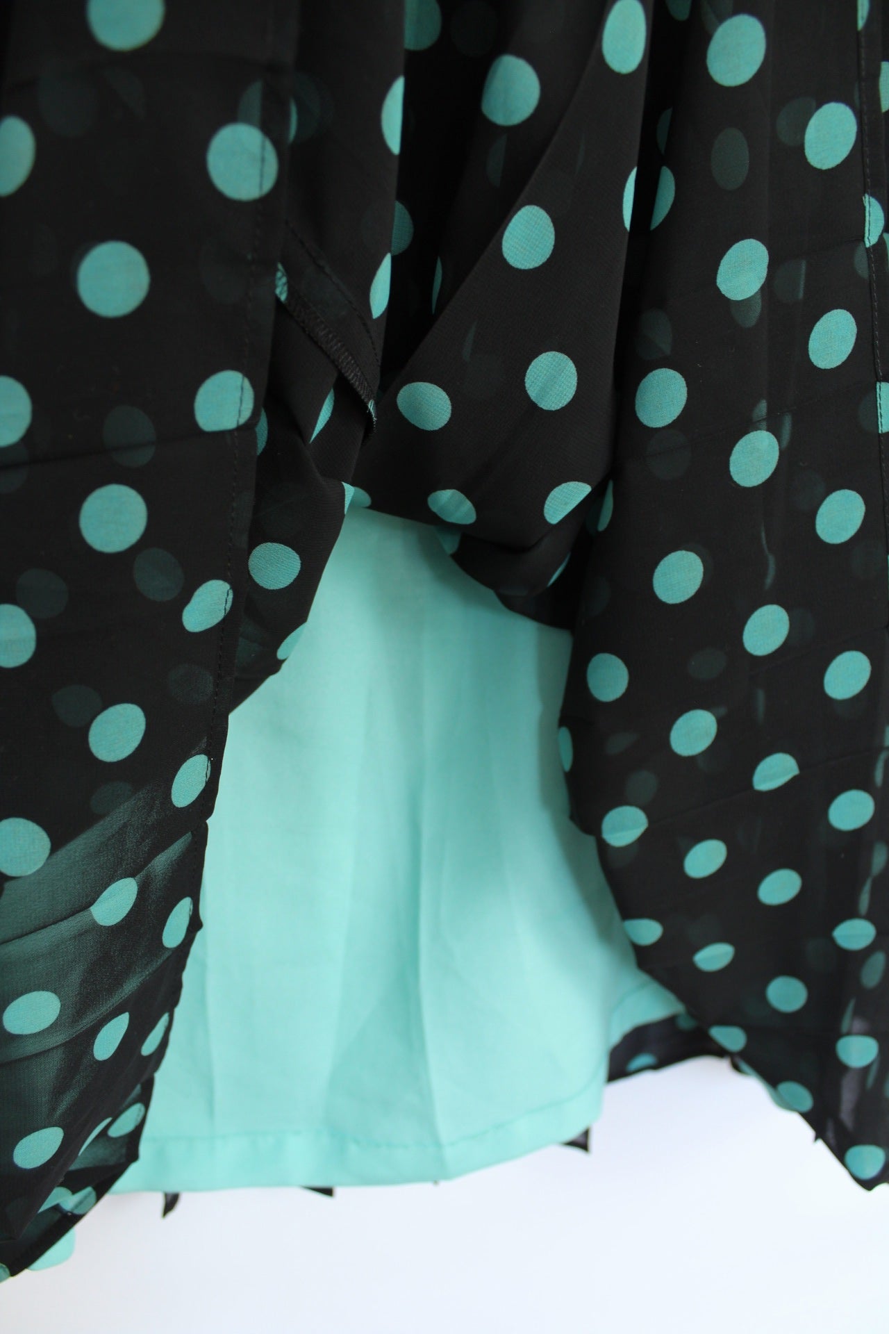 🌸Jupe plissée vintage 80's à pois turquoise - inspiration pin-up 50's🍒