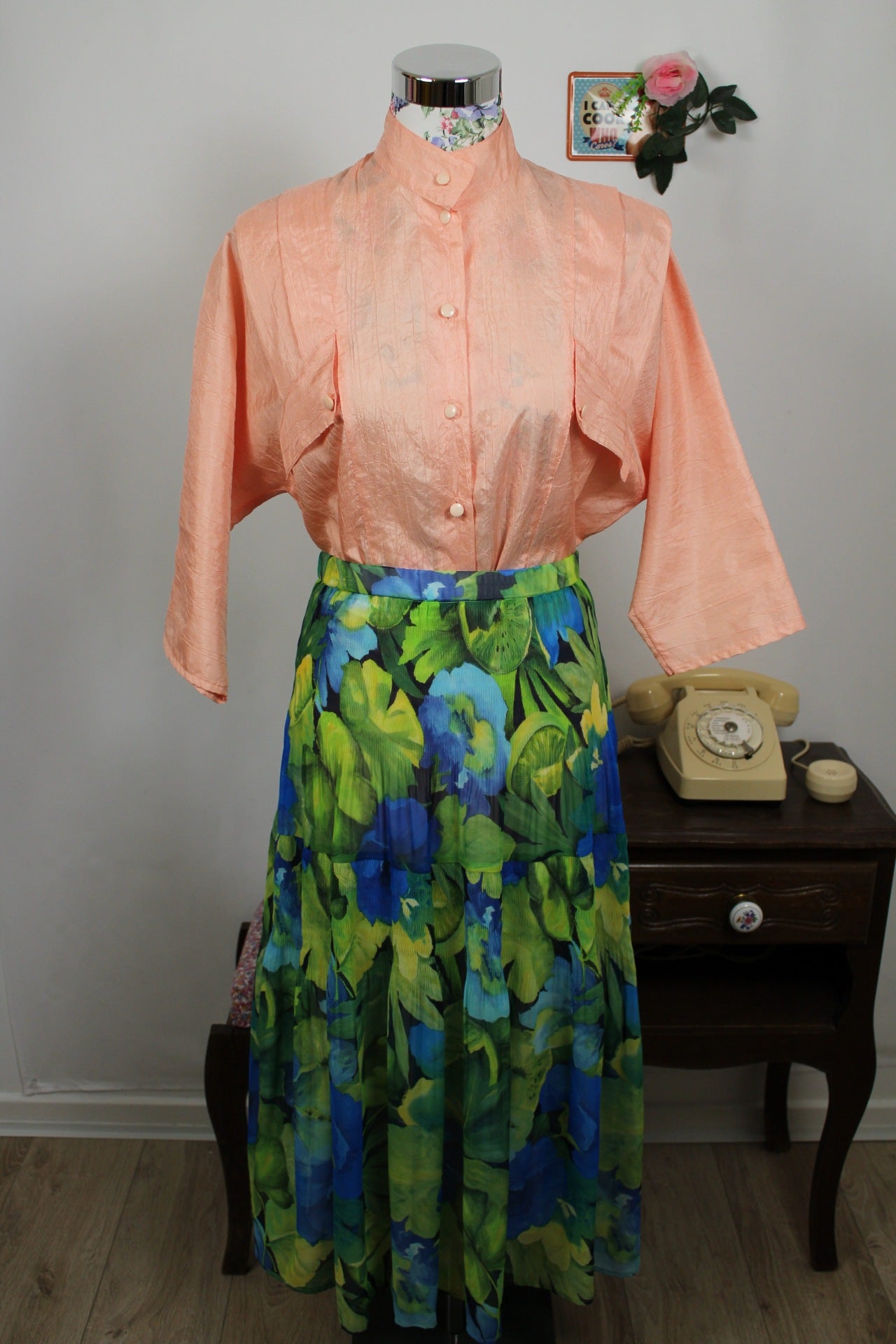 🌸🍒Chemise vintage 80/90's rose pêche - coupe & manches amples - Taille 40/42🍒🌸
