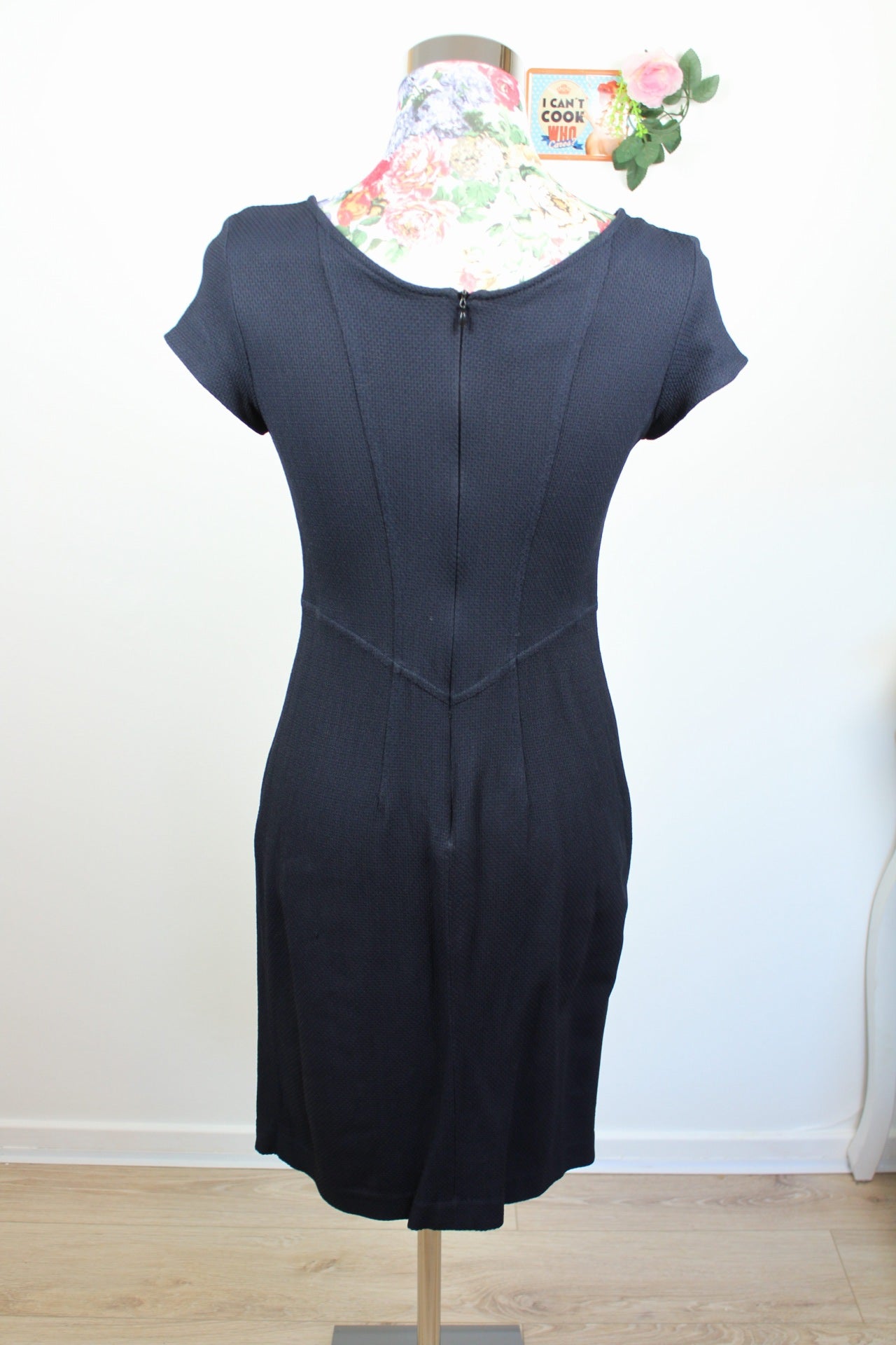 🌸Robe portefeuille style officier vintage 90's texturée bleu marine - automne/hiver🍒