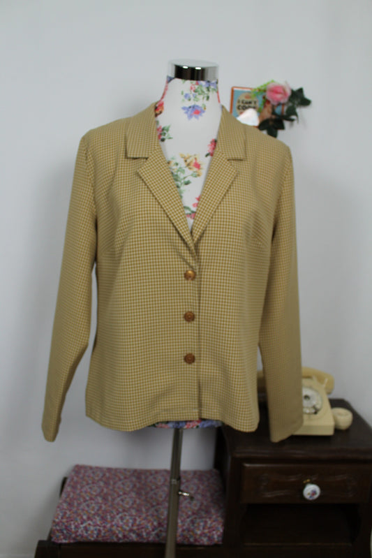 🍒🌸Blazer vintage 80's à carreaux ocre - marque Ziza - Taille 38/40🌸🍒