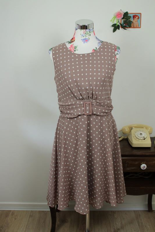 🌸🍒Robe vintage 80/90's à pois style pin-up avec ceinture intégrée - Taille 38🍒🌸