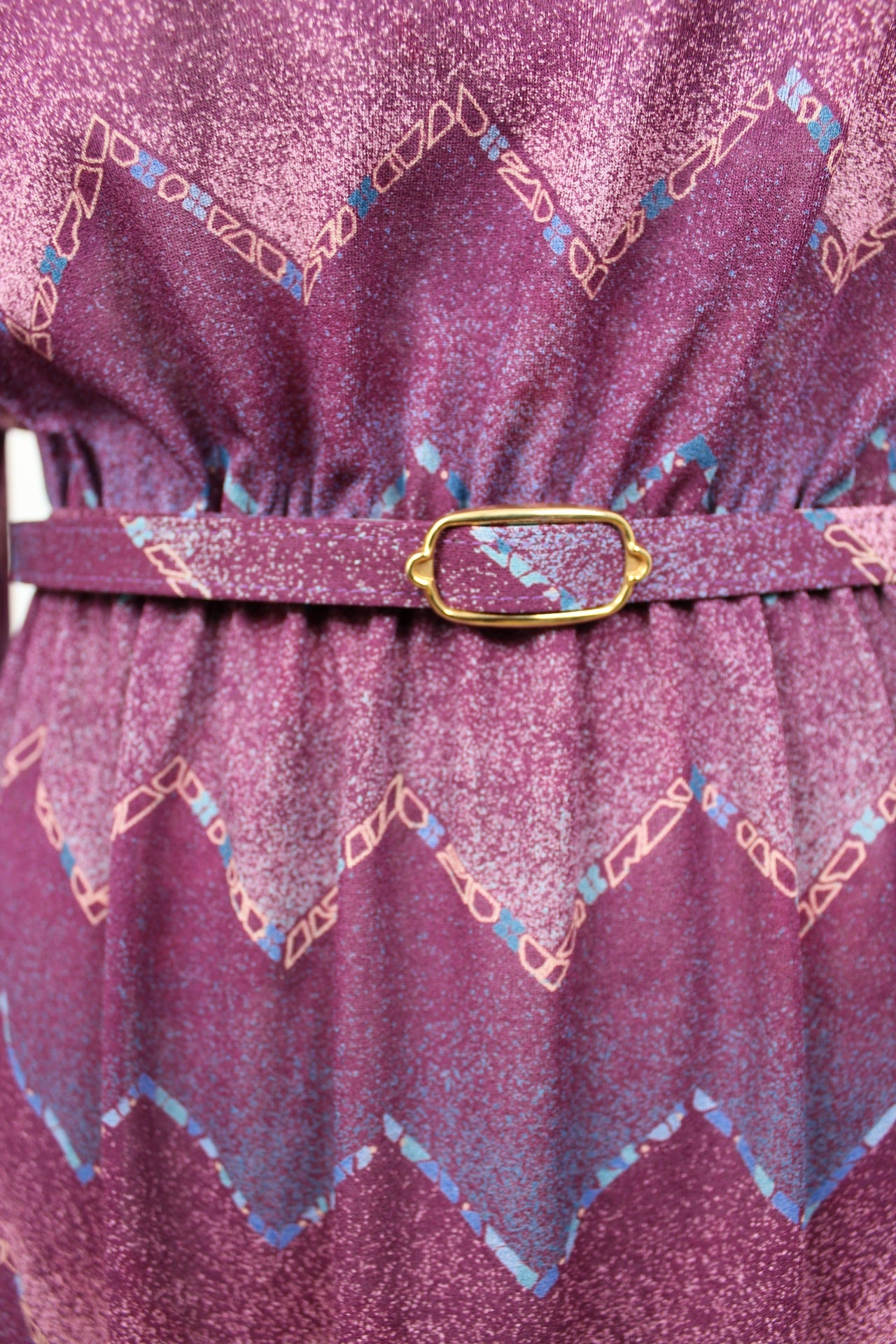 🌸🍒Robe vintage 70/80's violette zig zag preppy chic col lavallière - Taille 38/40🍒🌸