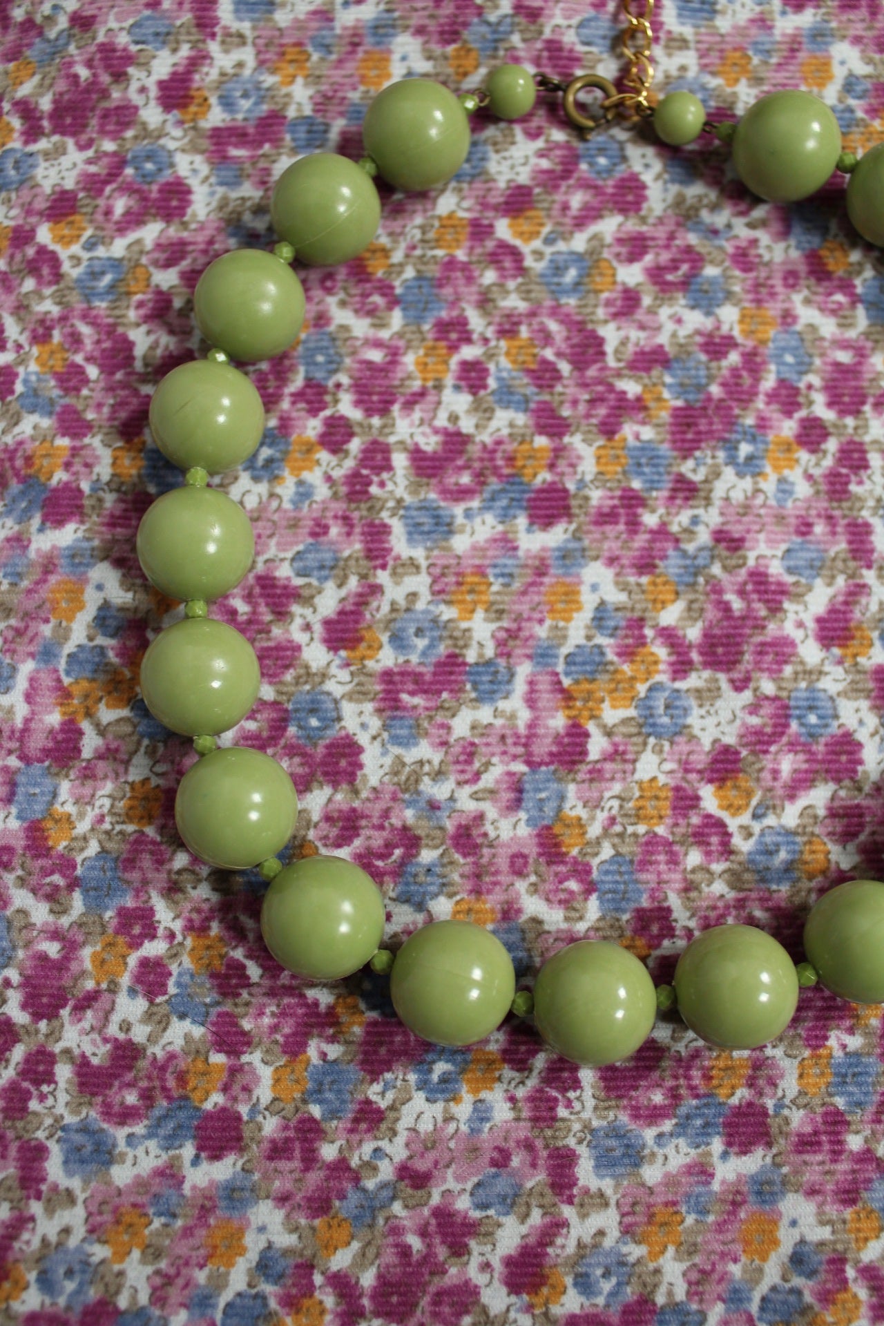 🌸🍒Collier vintage 80's ras du cou perles vertes🍒🌸