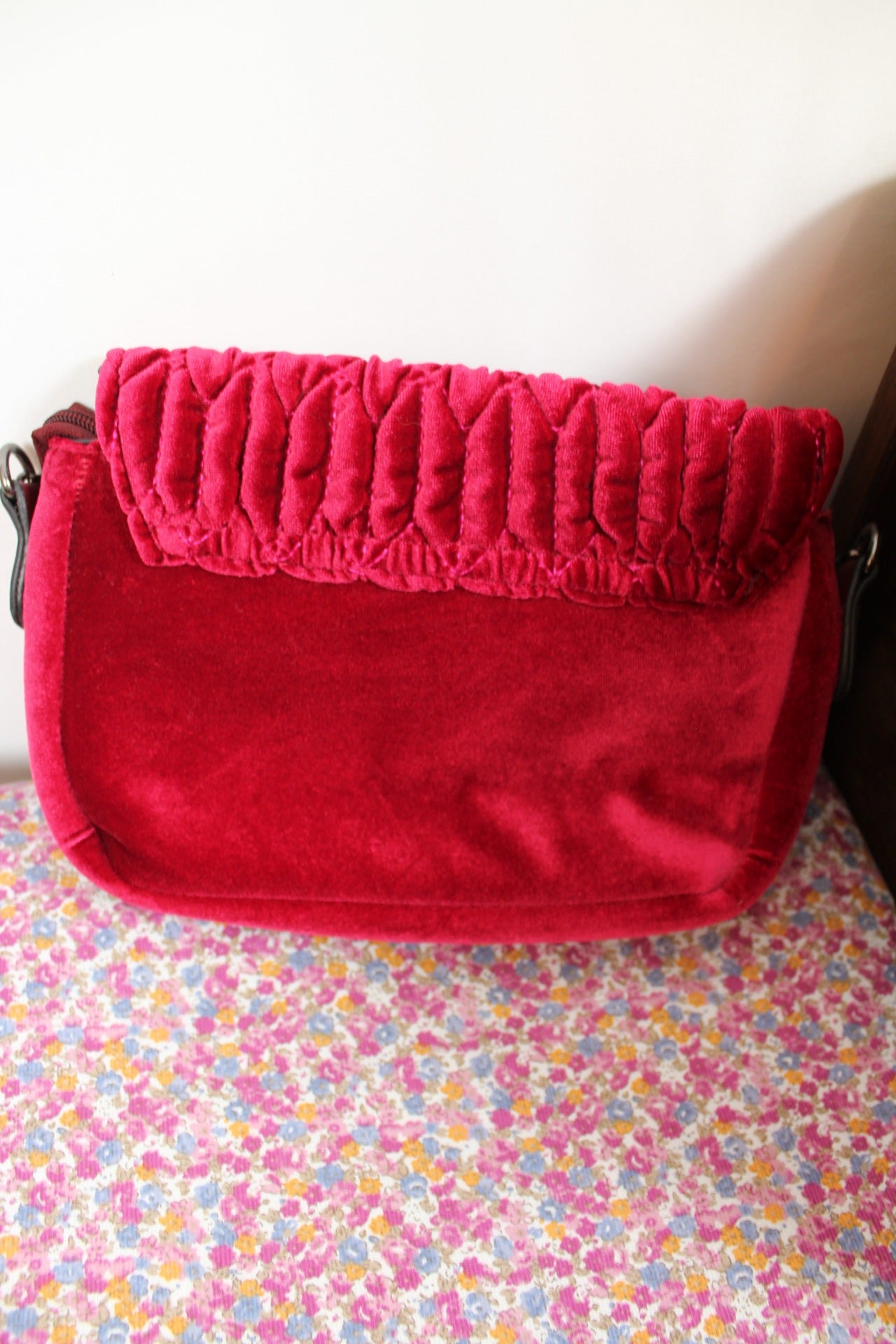 🎄Sac de soirée velours framboise - perles & strass🎄