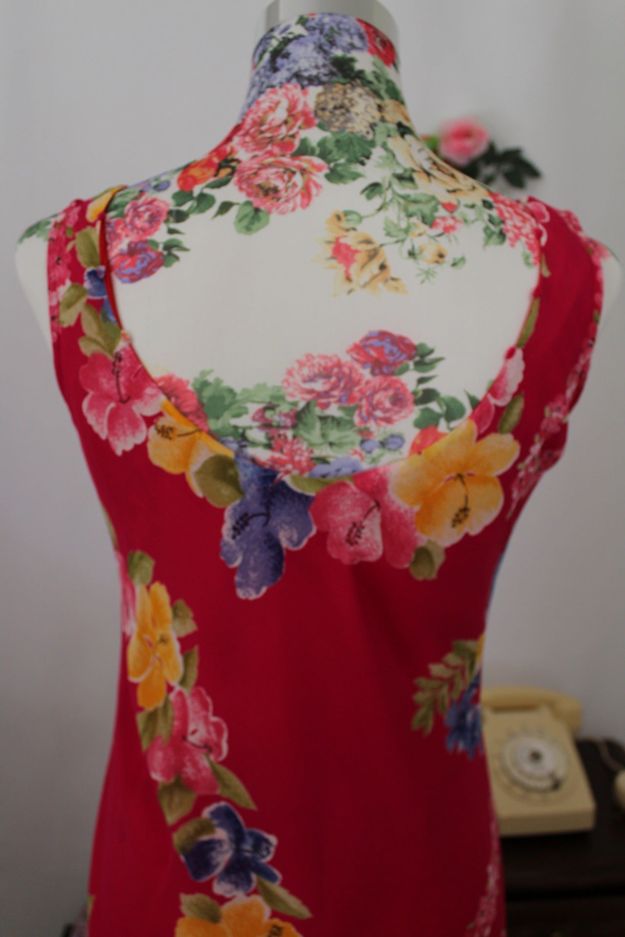 🌸🍒Robe vintage 90's inspirations fleurs tropicales et rose pep's - Taille 36/38🍒🌸