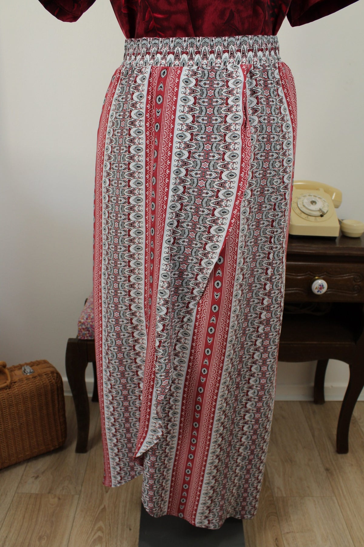 Jupe longue rétro pasiley & motifs bohème années 2000 - Taille 36/38