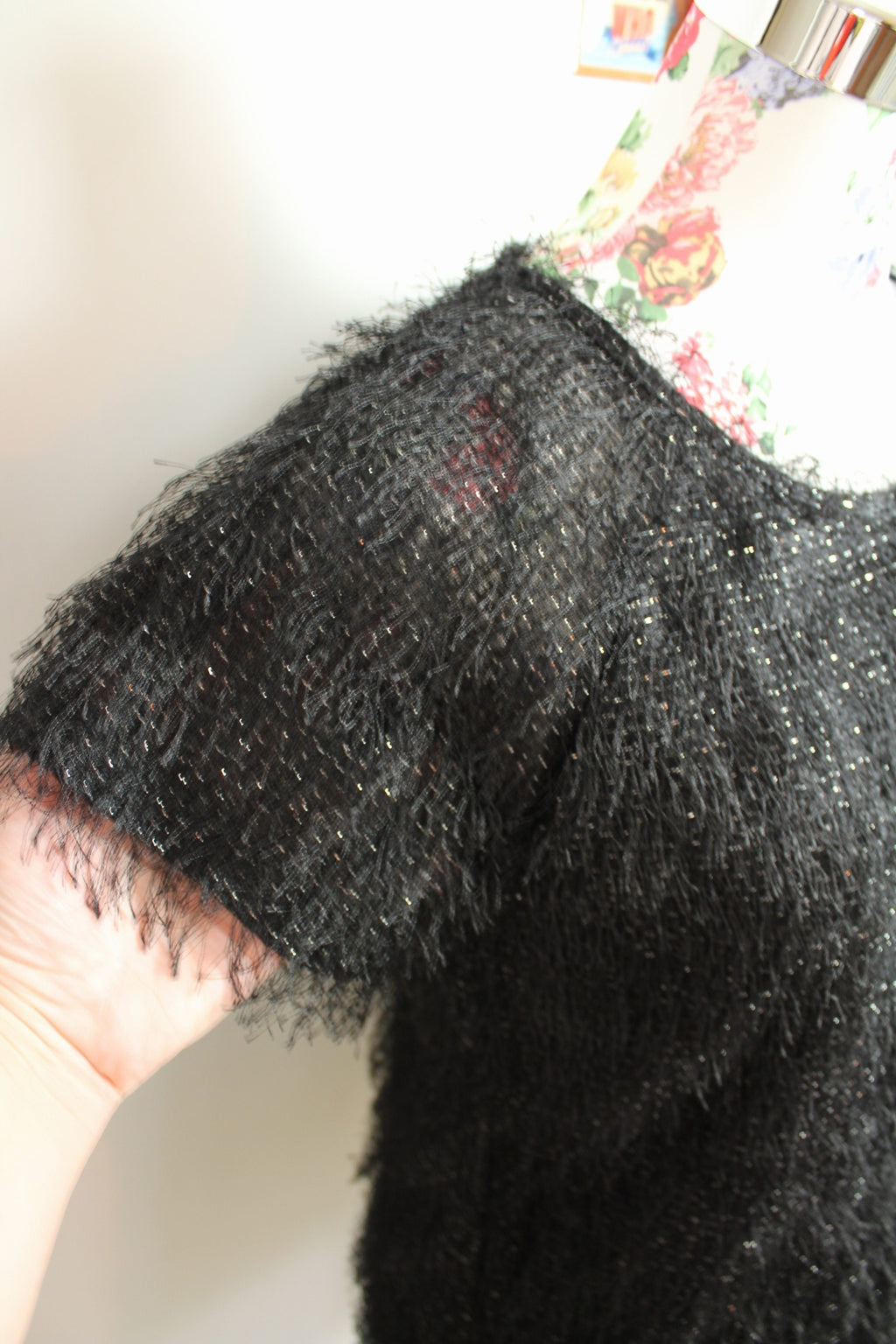 ✨Top noir duveteux pailleté vintage Y2k 2000's pour les fêtes✨