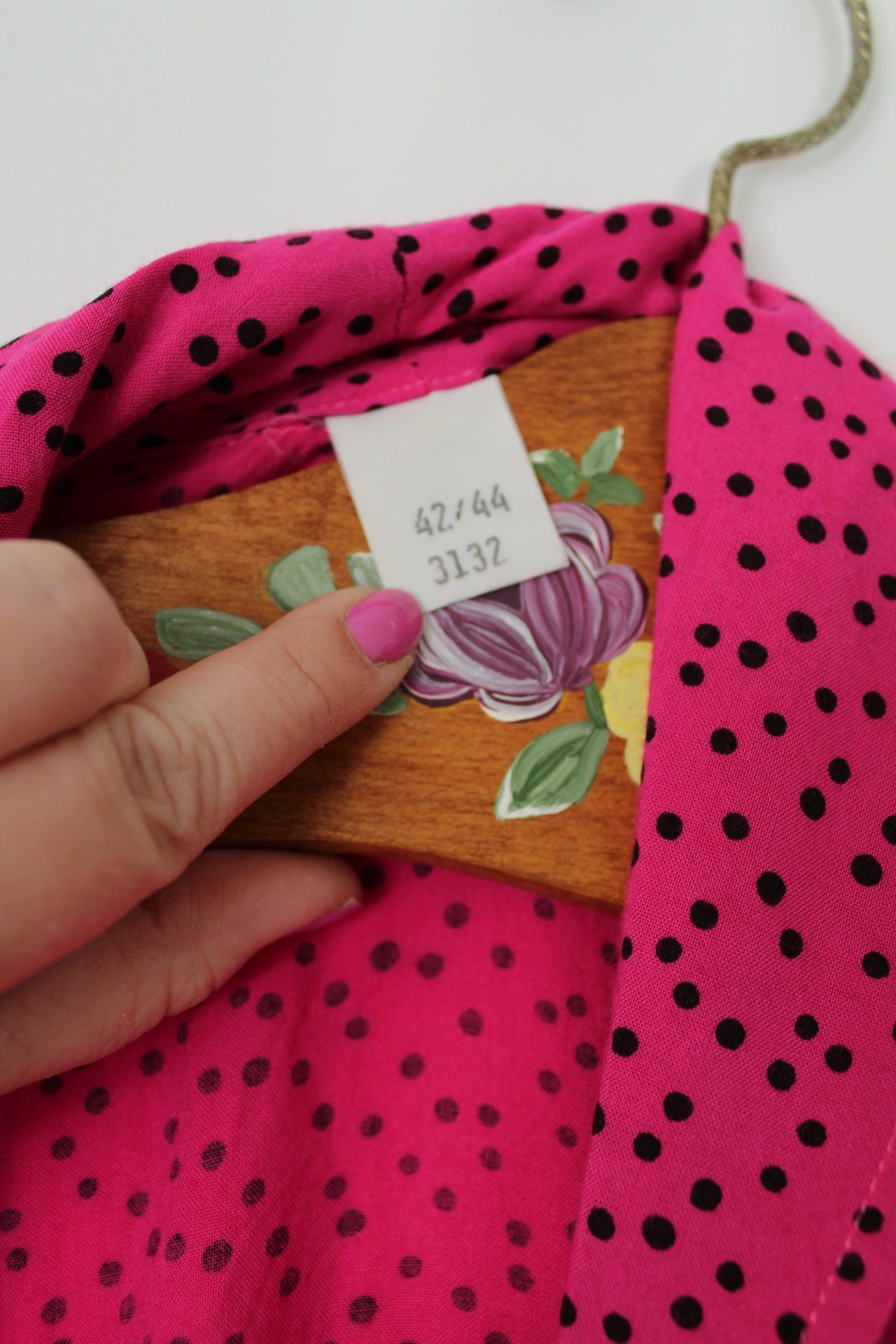 🌸🍒Robe vintage 80's rose pep's et pois style pin-up/rockabilly 50's - Taille 42/44🍒🌸