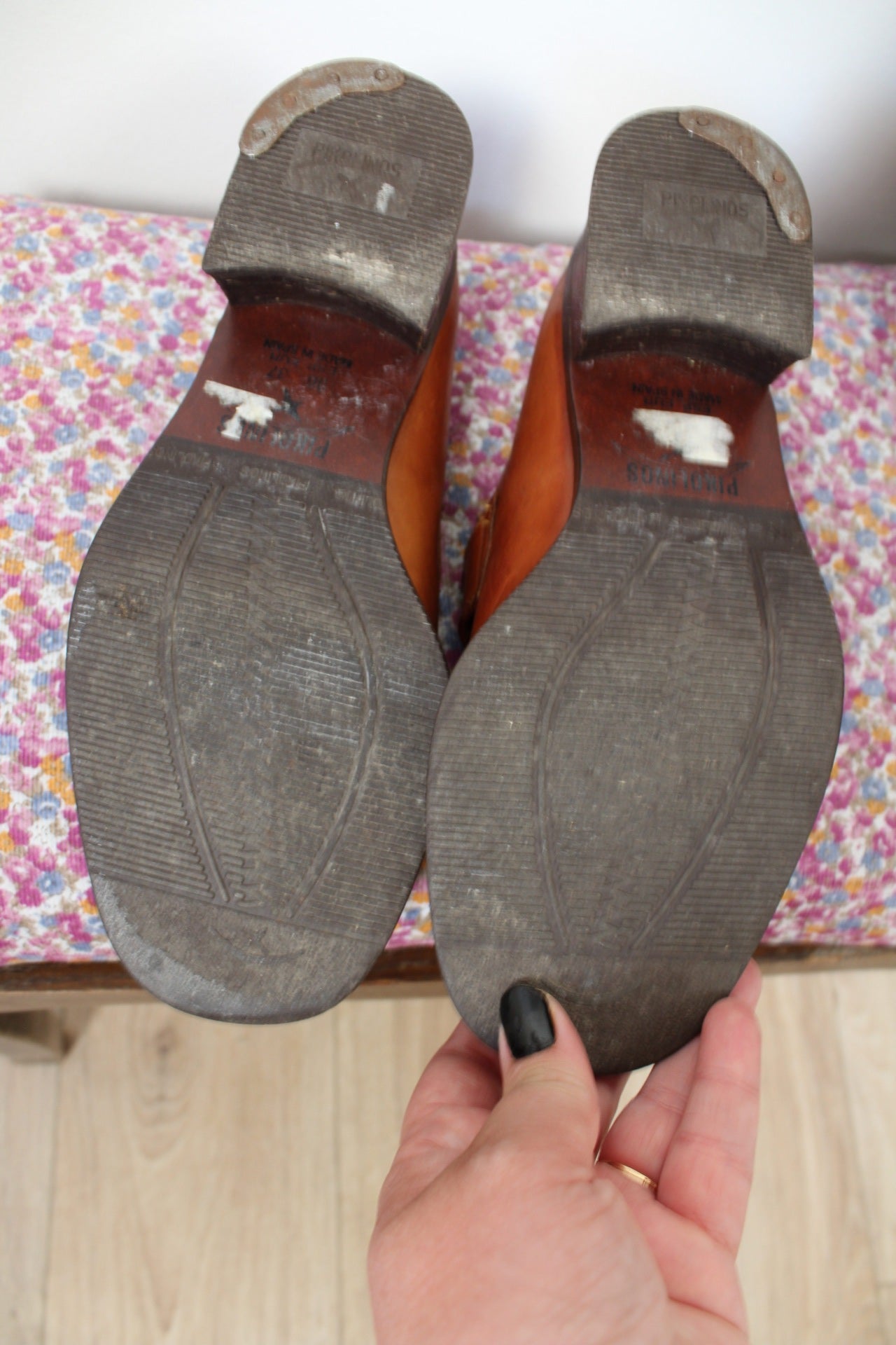 🌸🍒Mocassins Pikolinos à bride - cuir lisse camel - bout carré - pointure 37🍒🌸