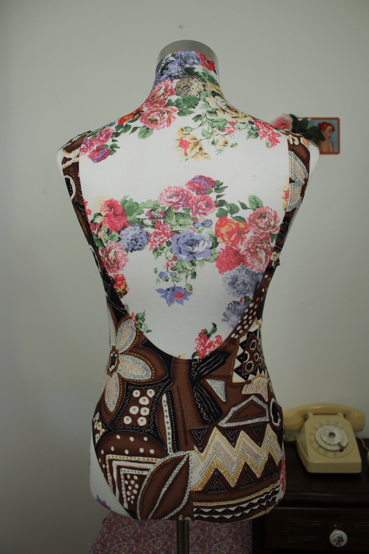 🌸🍒Maillot de bain vintage 80/90's une pièce style ethnique - Taille 38/40🍒🌸