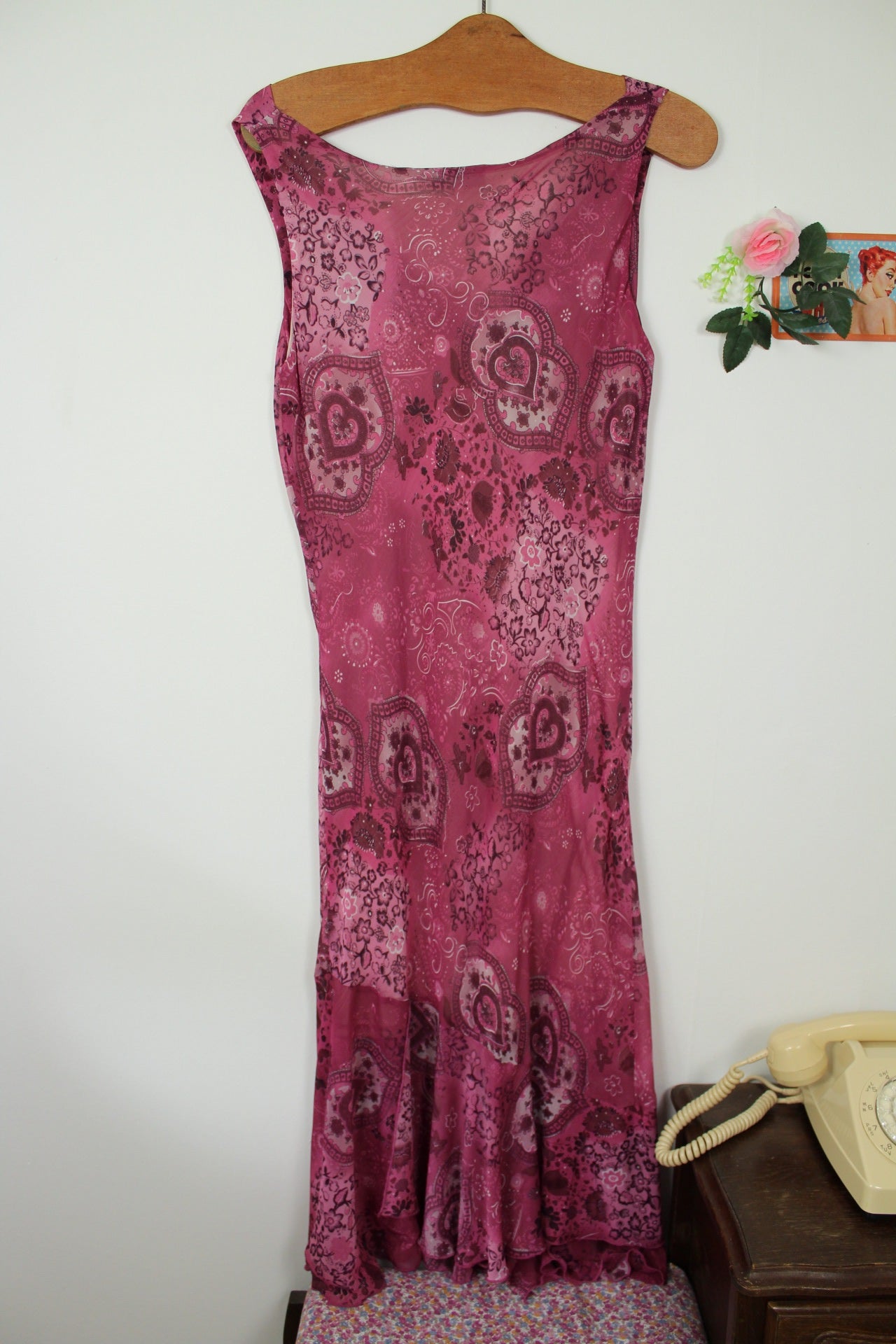 🌸🍒Robe longue vintage 90's violet romantique esprit bohème - Taille 38🍒🌸