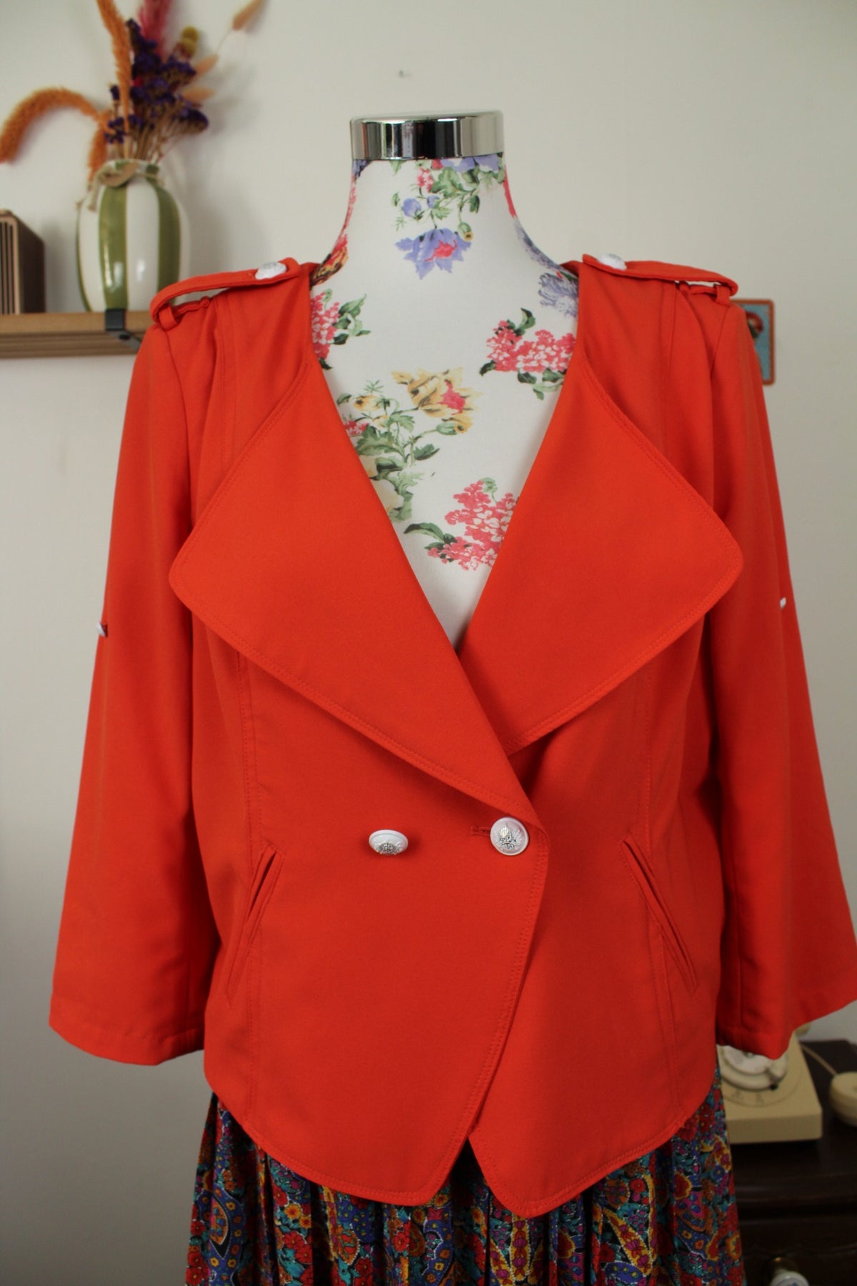 Veste rétro Patrice Breal orange pep's preppy chic années 2000 - Taille 40/42