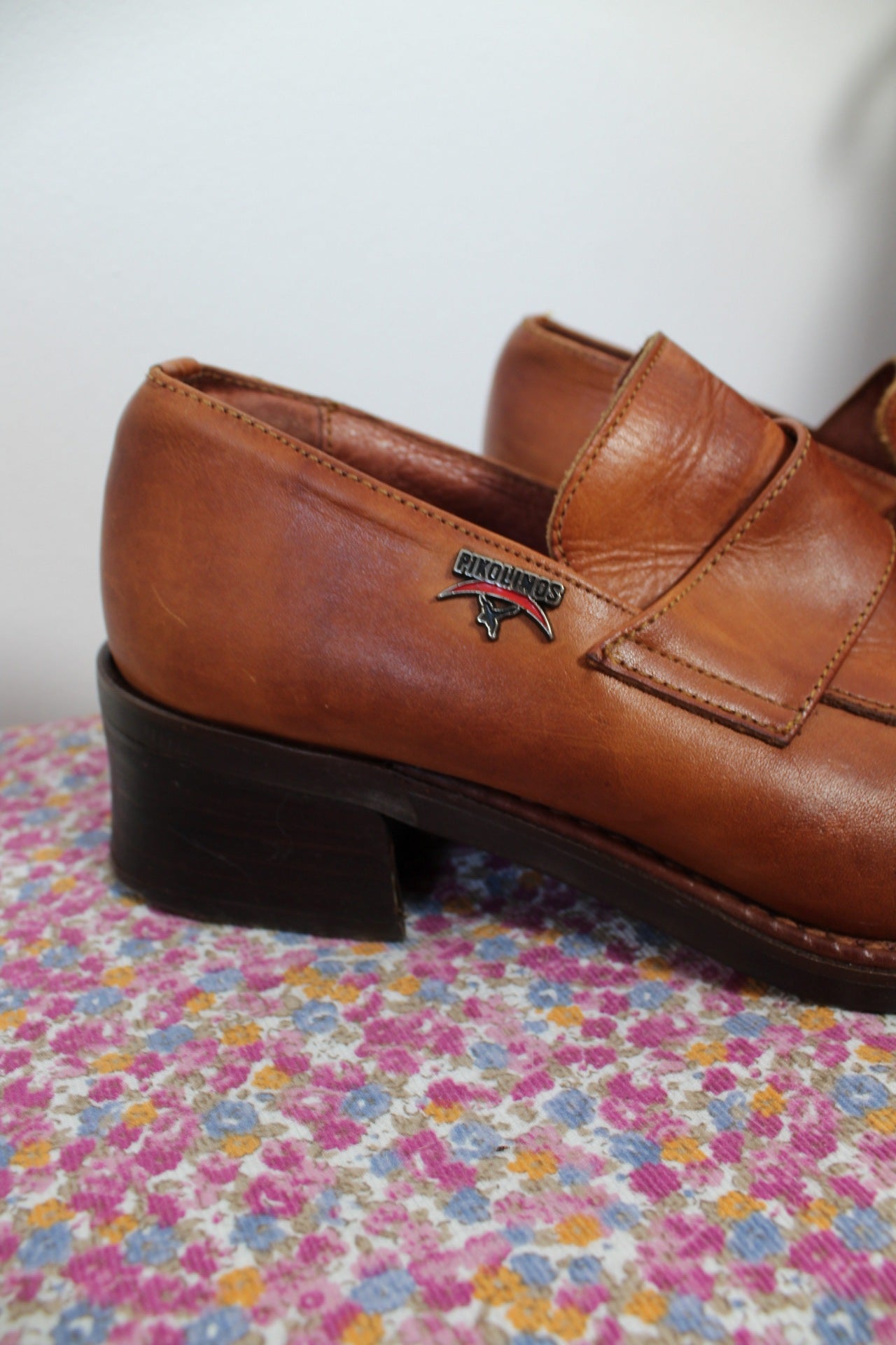 🌸🍒Mocassins Pikolinos à bride - cuir lisse camel - bout carré - pointure 37🍒🌸