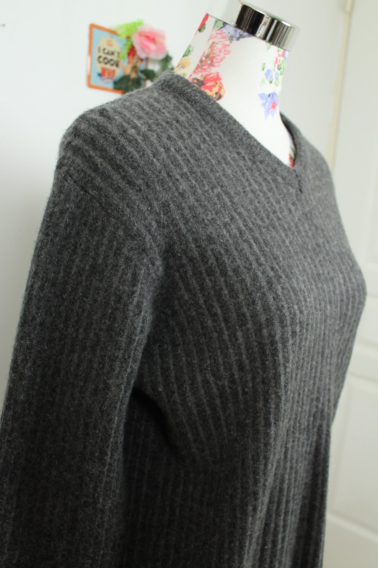 🌸🍒Pull côtelé gris Hugo Boss cachemire - vintage 90's - Taille 40/42🍒🌸