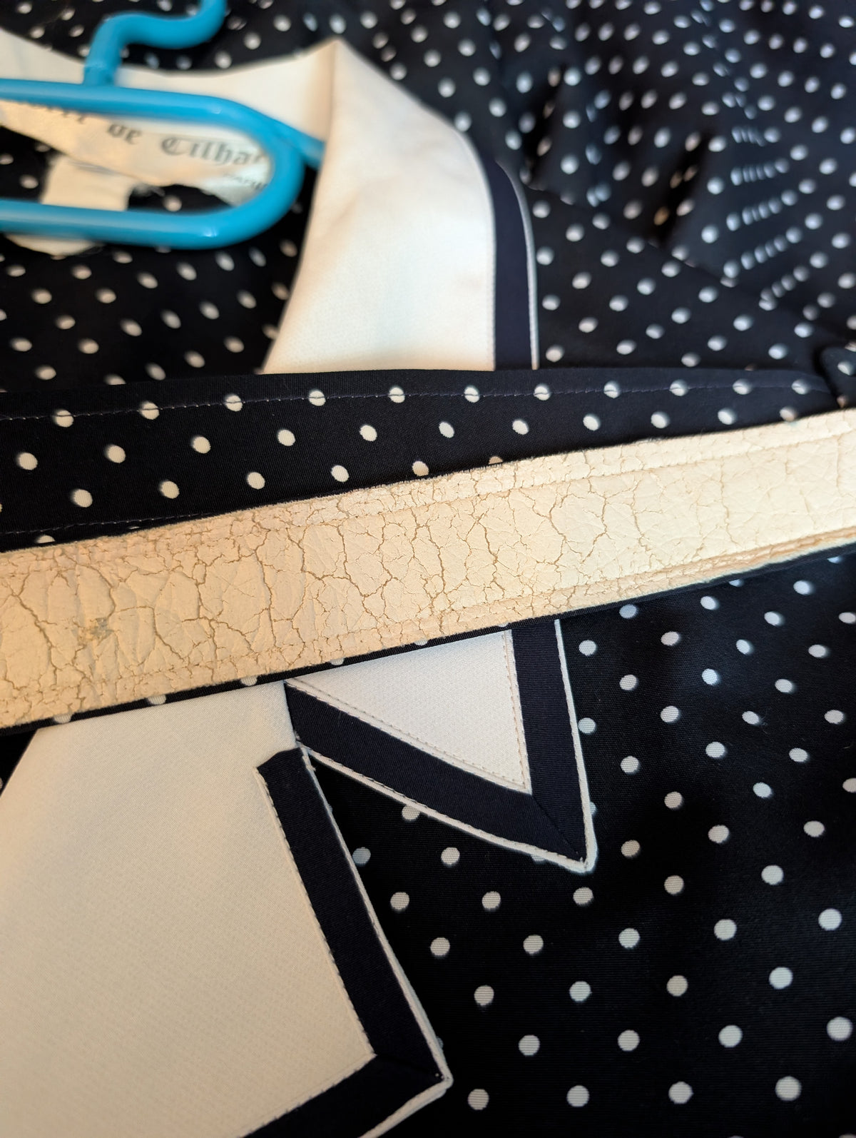 Robe années 80 bleu marine à pois pin-up Navy preppy vintage - Taille 40/42