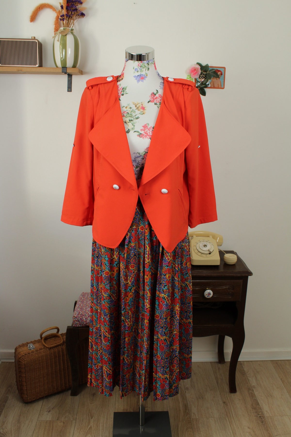 Veste rétro Patrice Breal orange pep's preppy chic années 2000 - Taille 40/42
