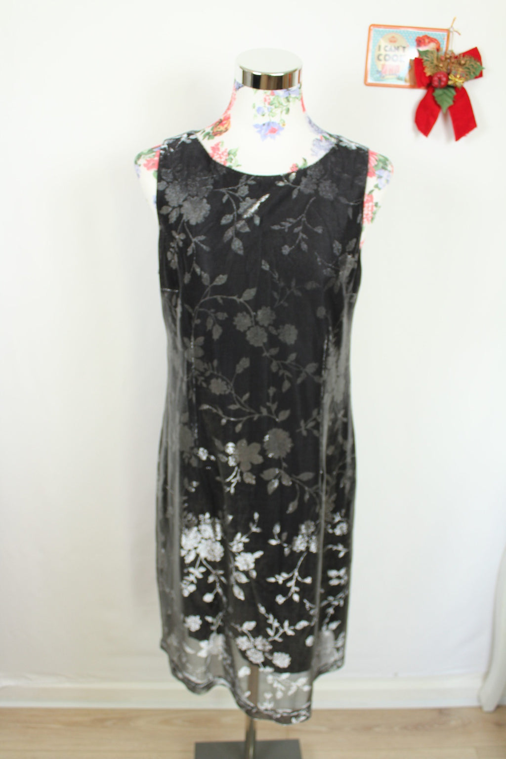 ✨Robe de soirée noire & argent vintage 90's - effet brocard pailleté✨