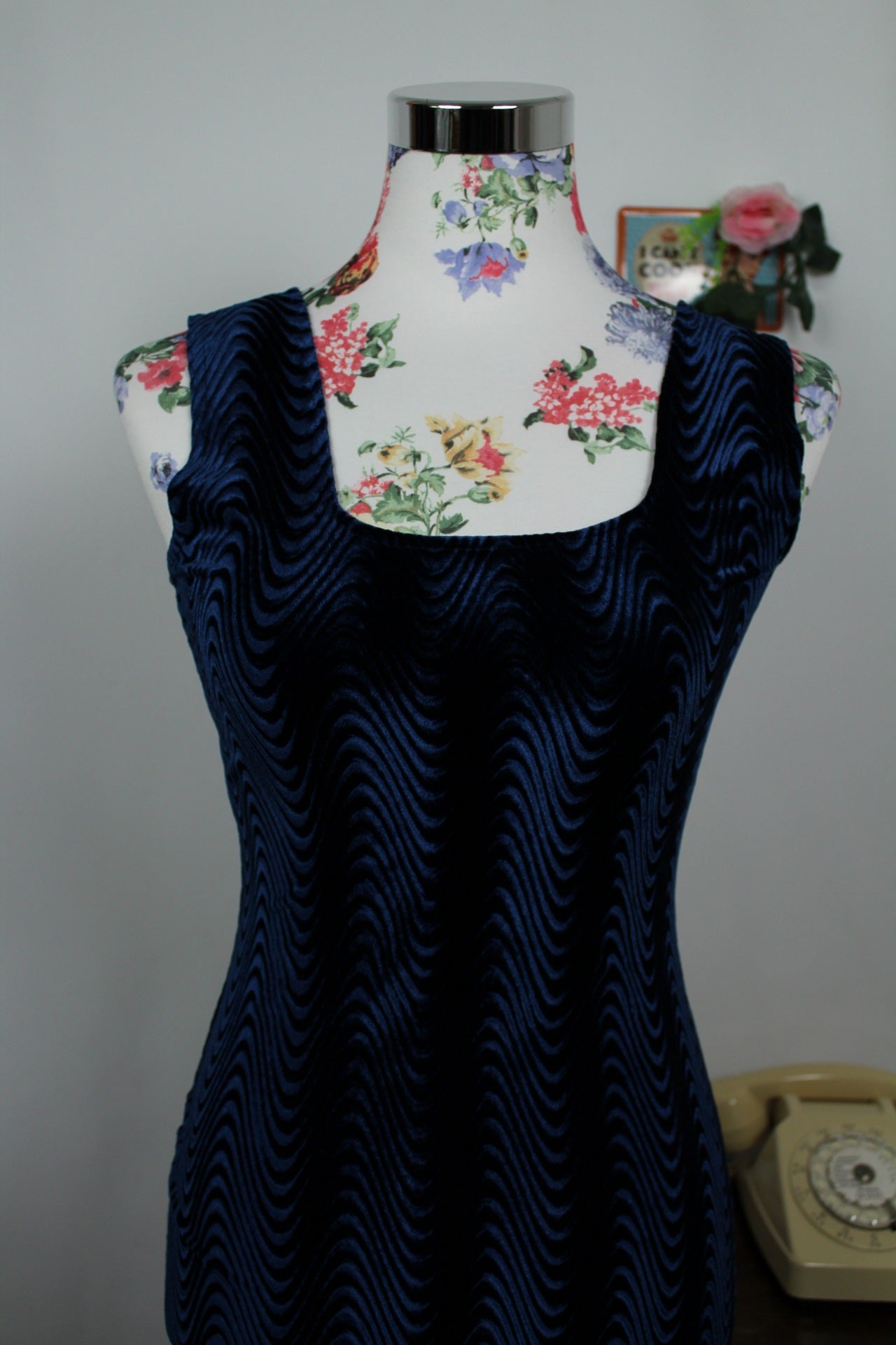 🌸🍒Robe longue vintage 90's en velours motif ondulé - pimkie - Taille 36 petit 38🍒🌸