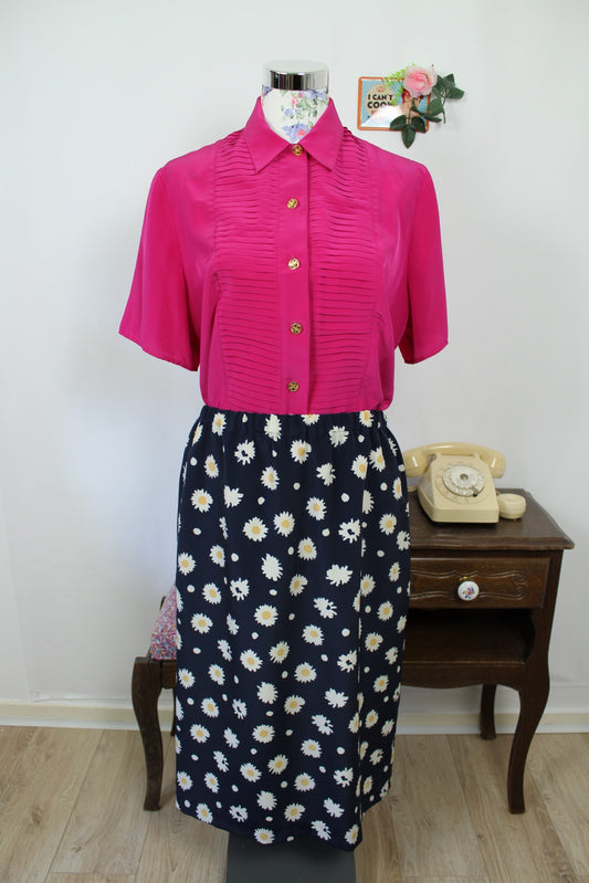 🌸🍒Jupe vintage 80/90s imprimée marguerites - Marcelle Griffon - Taille 42/44🍒🌸