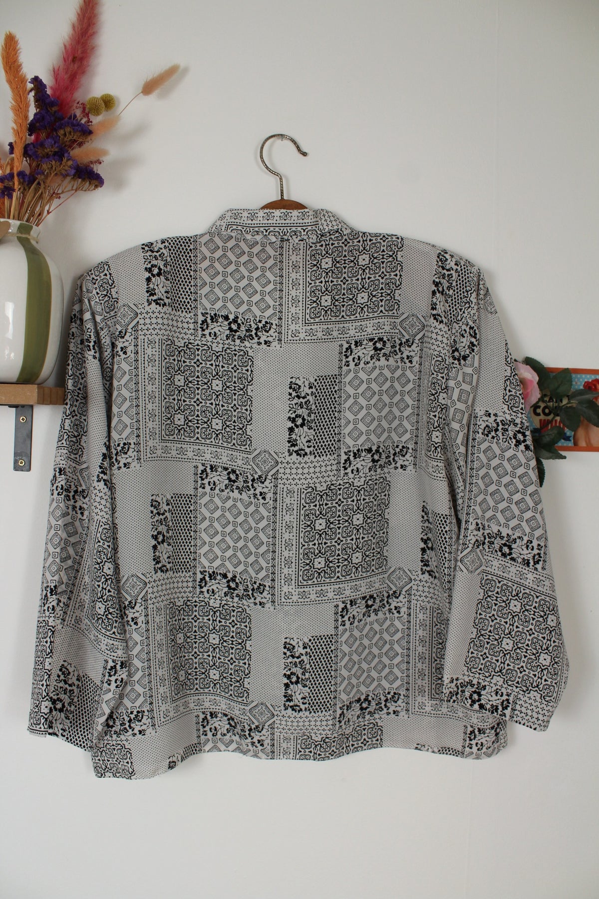 Chemise preppy vintage années 80 pois, fleurs & paisley - Taille 42/44