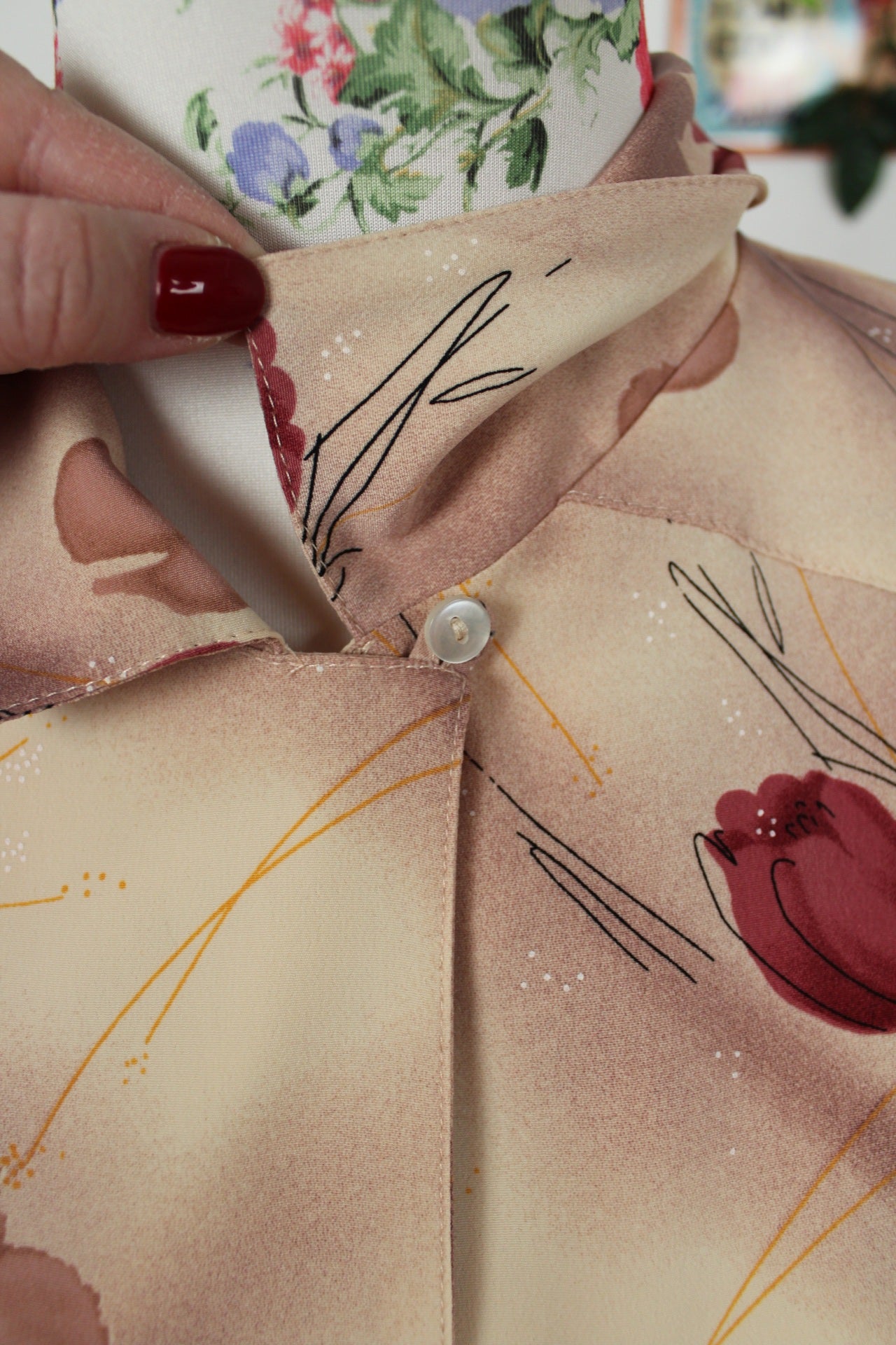 🍒🌸Chemise vintage Gevana 80/90s - fleurs et couleurs automnales - Taille 44/46🌸🍒