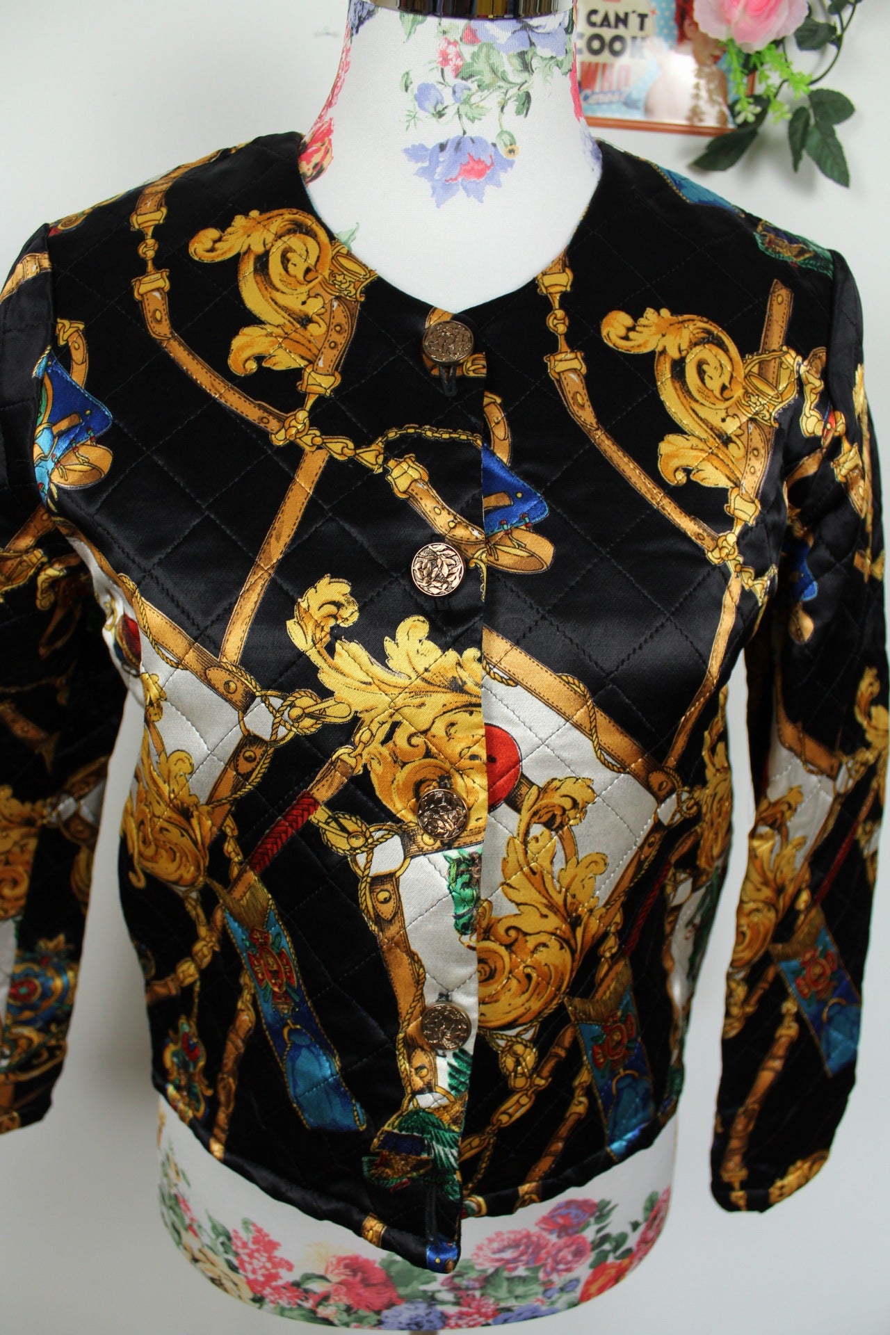 🌸Veste vintage 80's matelassée Ralph Luigi - style baroque, satinée et chic🍒