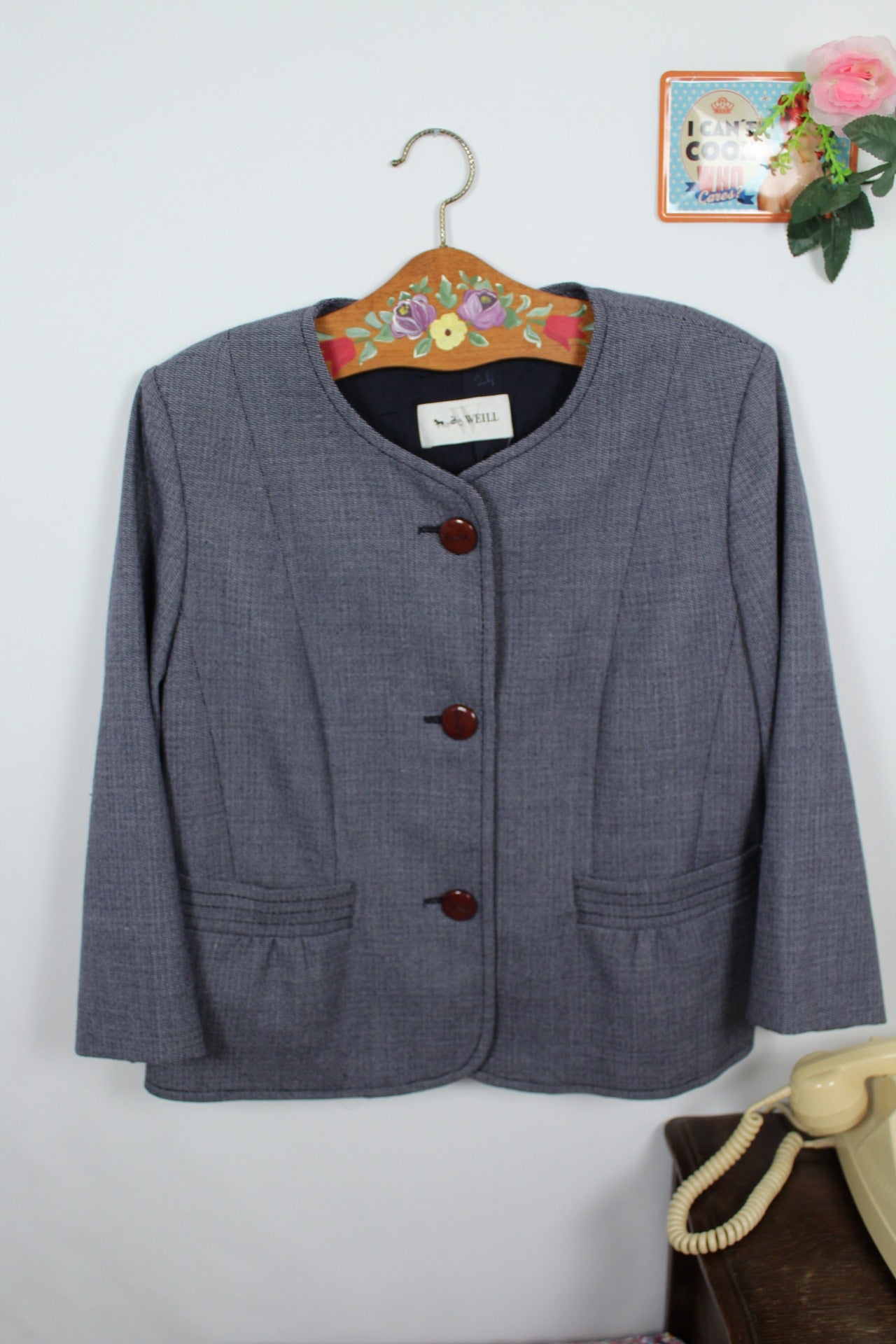 🌸🍒Veste vintage Weill 80/90s en laine - boutons calèche iconiques - chic parisien - Taille 42/44🍒🌸