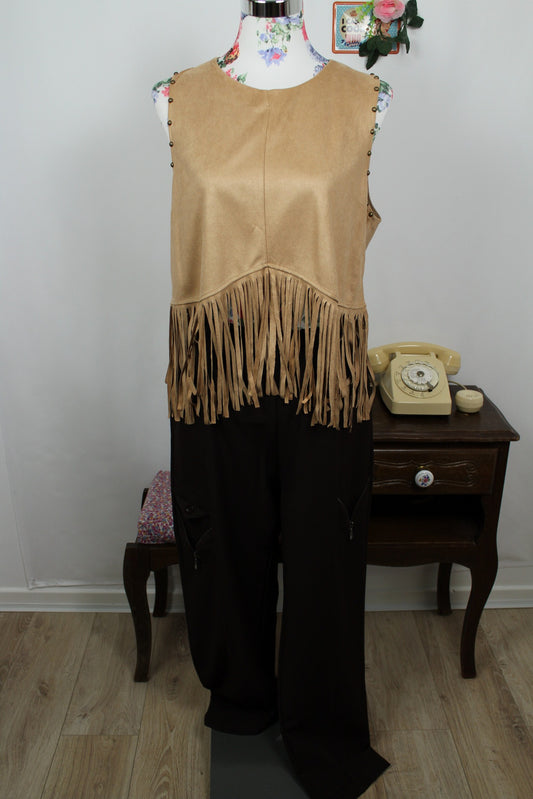 🌸🍒Pantalon vintage 90's confortable marron et poches originales - Taille 40 🍒🌸