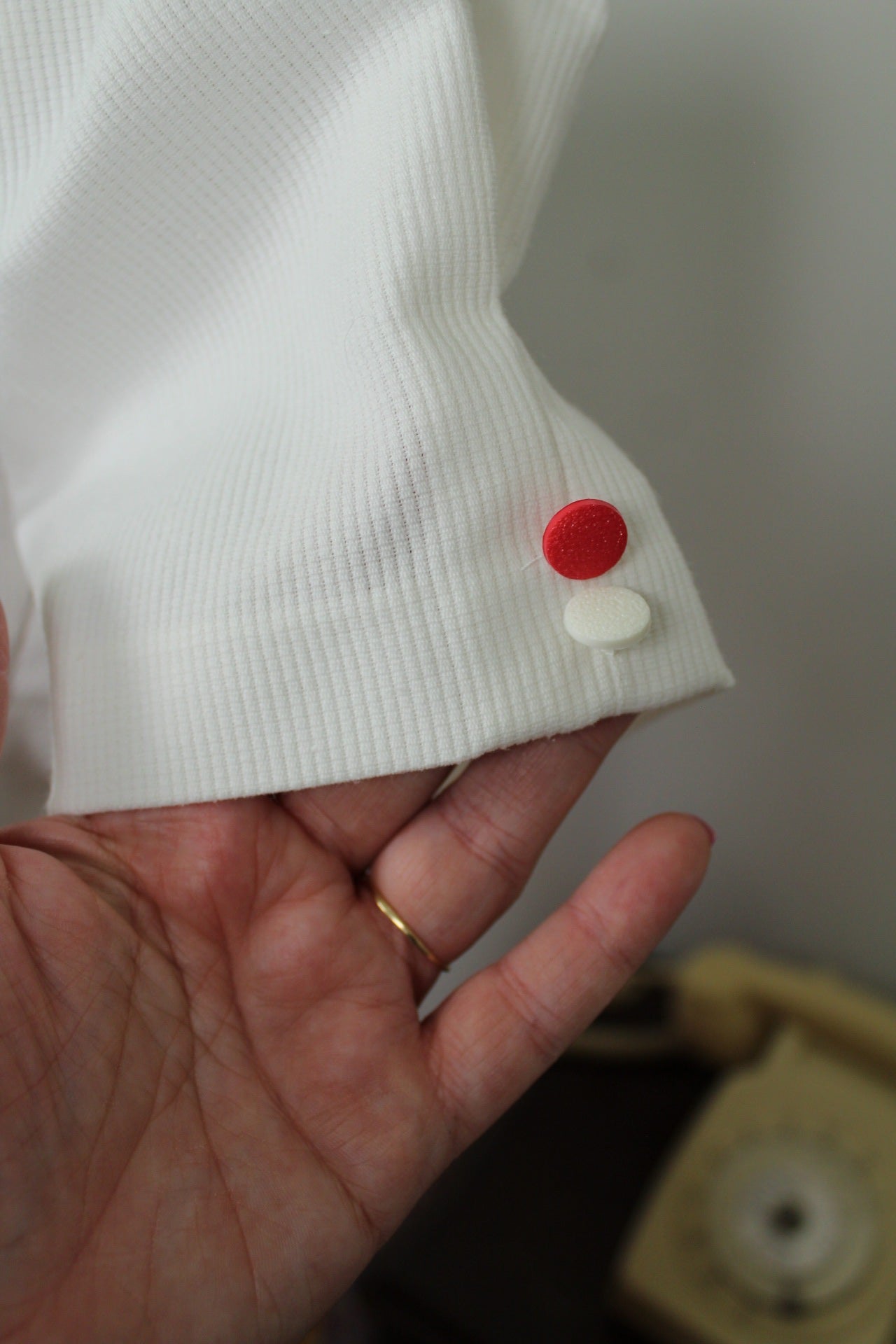 🌸🍒Chemisier blanc vintage 80/90s en coton épais côtelé - Taille 40🍒🌸