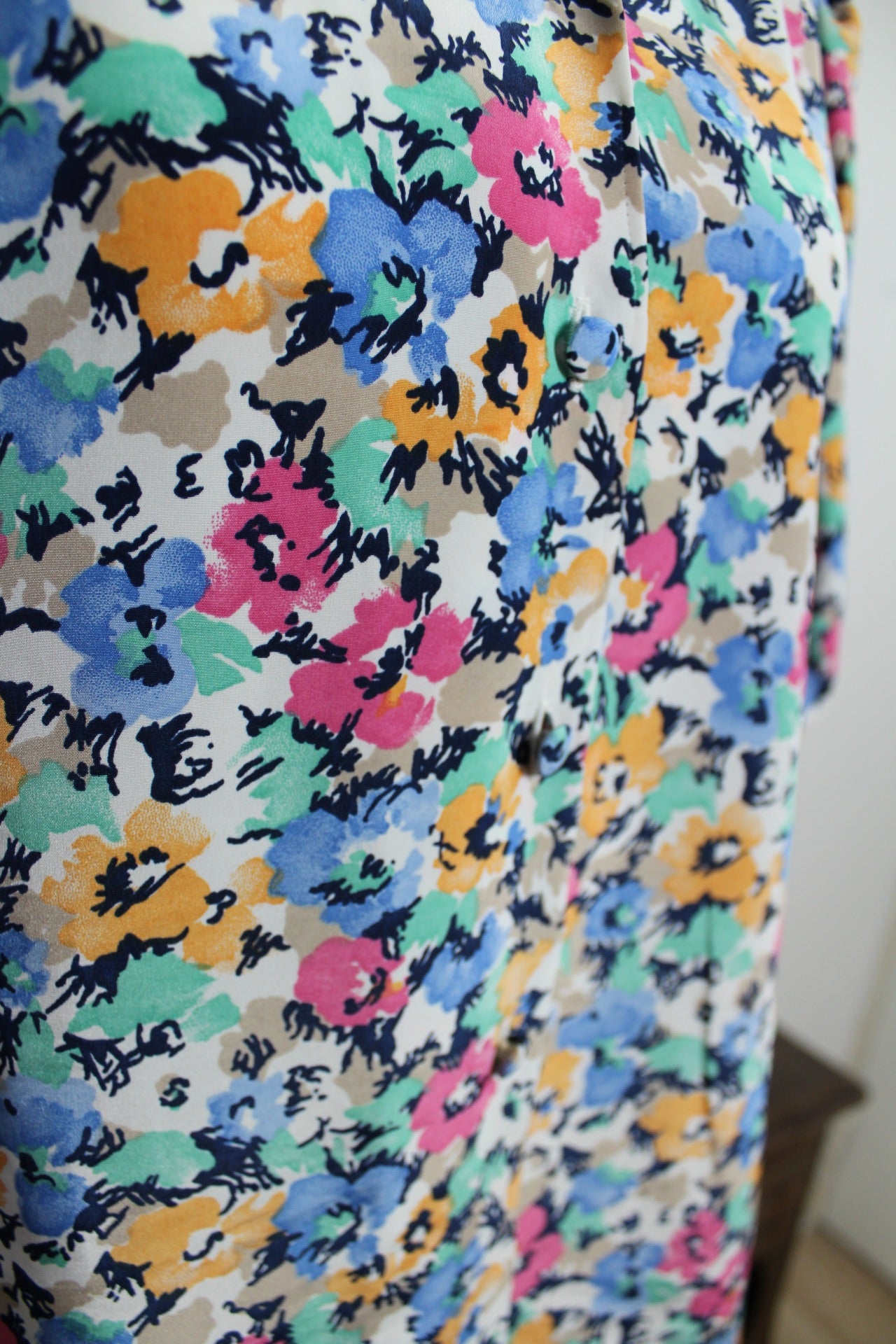 🍒🌸Chemisier vintage fleuri 70's à manches bouffantes - Maison du Jersey - Taille 42/44🌸🍒