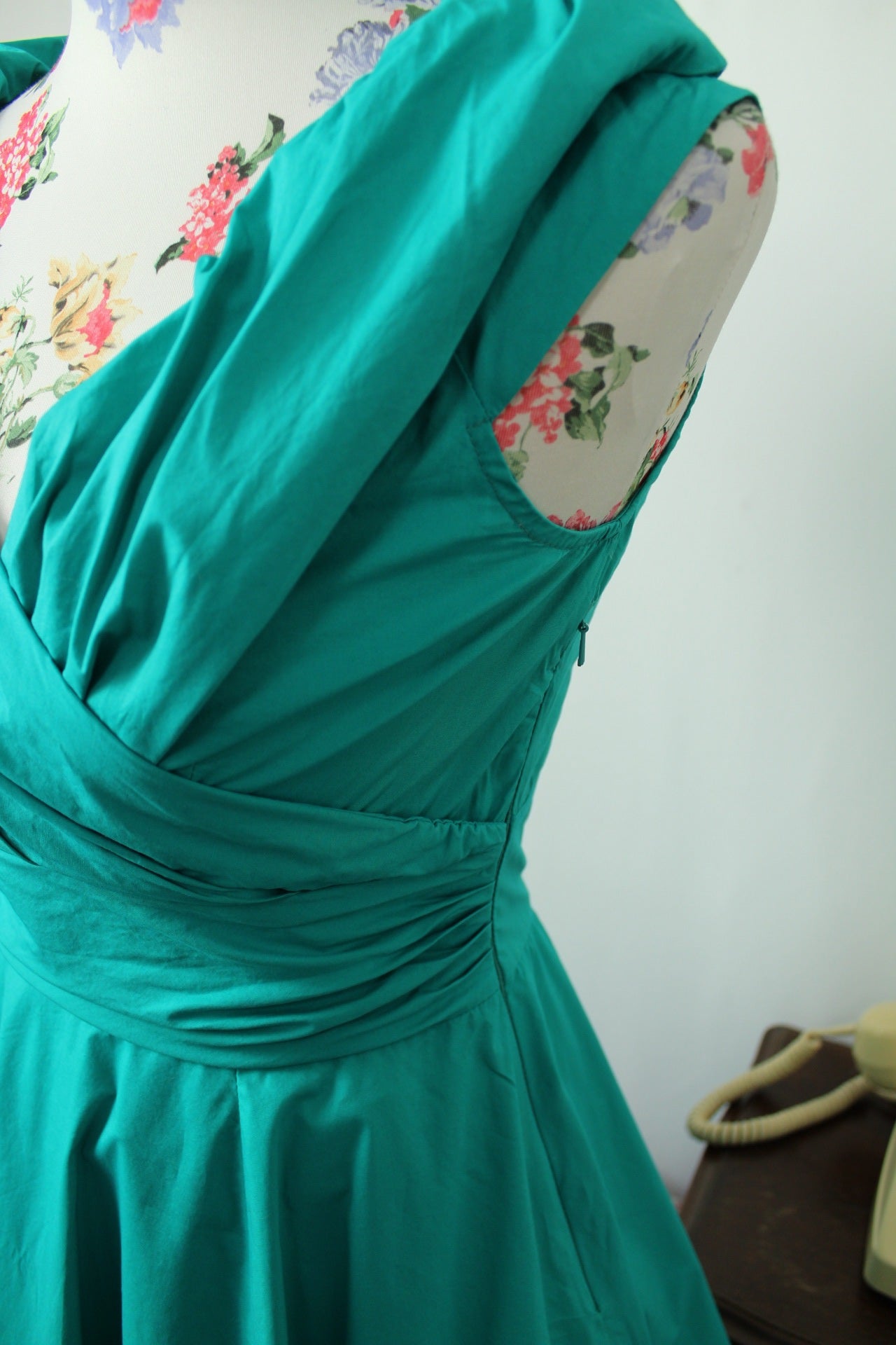 🌸🍒Robe pin-up/rockabilly Closet London turquoise & buste cache-cœur - Taille 36🍒🌸