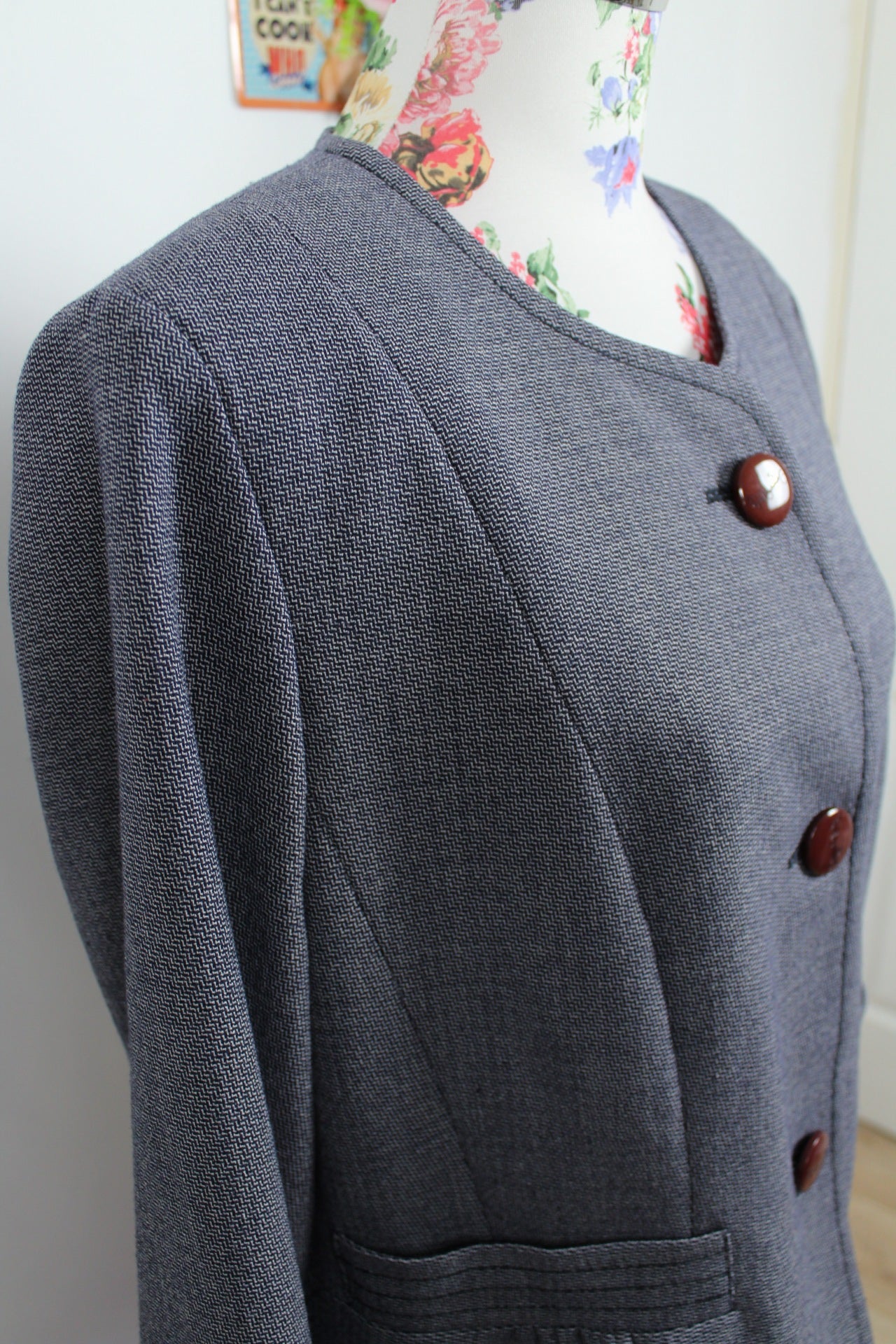 🌸🍒Veste vintage Weill 80/90s en laine - boutons calèche iconiques - chic parisien - Taille 42/44🍒🌸