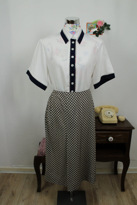 🌸🍒Jupe midi vintage 70/80s fabriquée en RFA - élégance géométrique - Taille 42🍒🌸