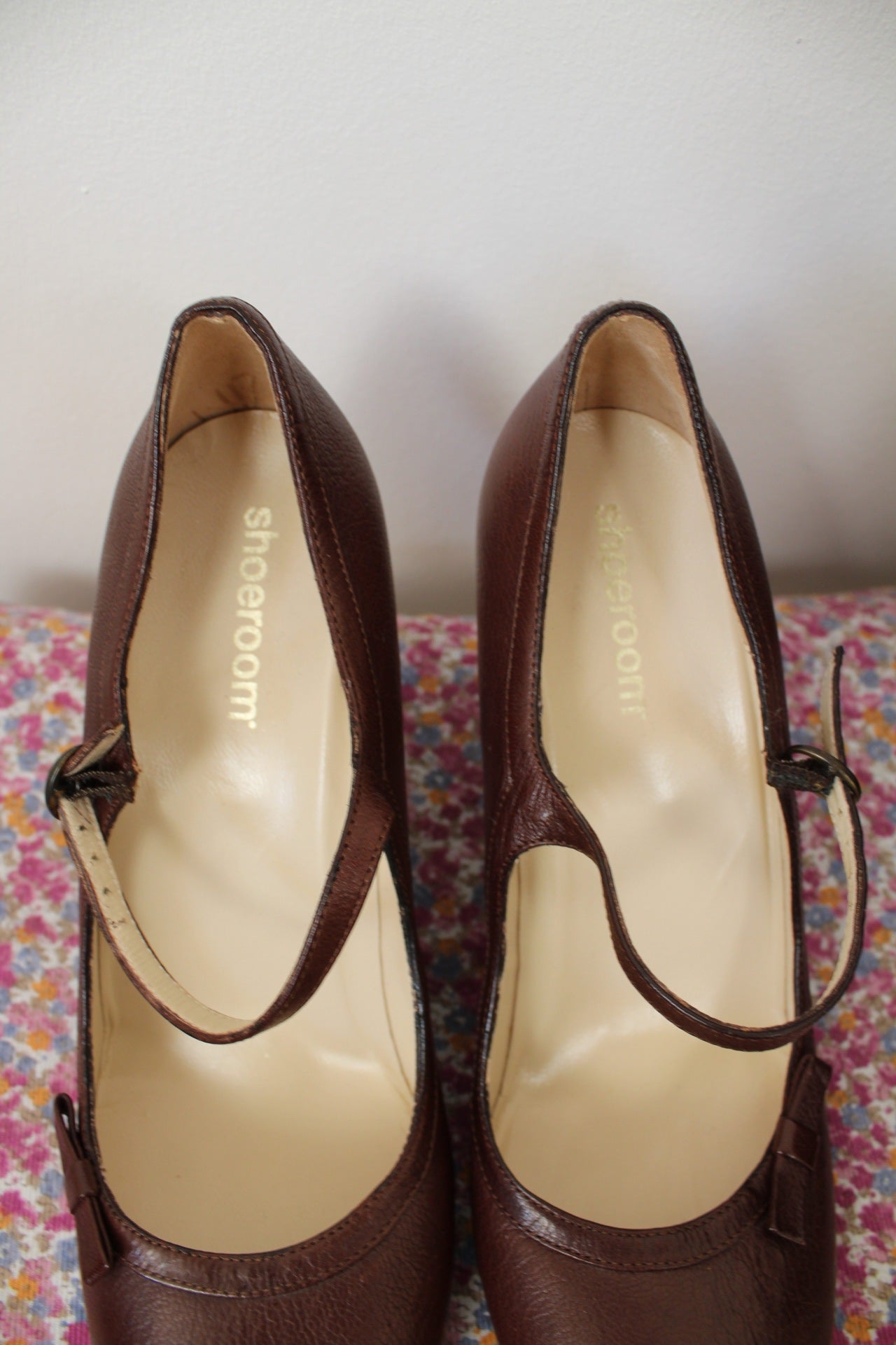 🌸🍒 Escarpins Shoeroom tout cuir marron - petit noeud pin-up & bride Mary Jane - pointure 39🍒🌸