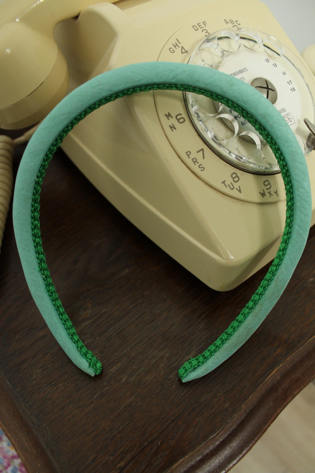 🌸🍒 Serre-tête vintage 90's satiné vert pastel 🍒🌸