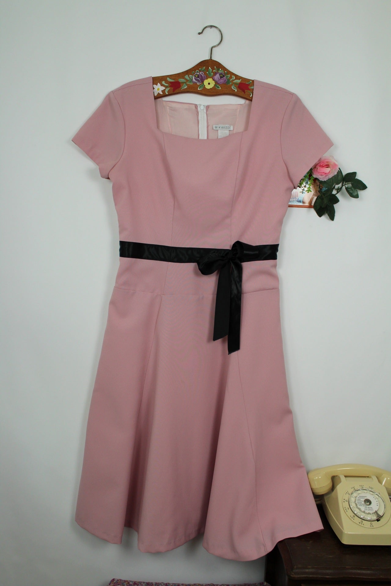 🌸🍒Robe rose poudrée années 2000 marque MIKAROSE inspiration rétro pin-up 50's - Taille 38🍒🌸