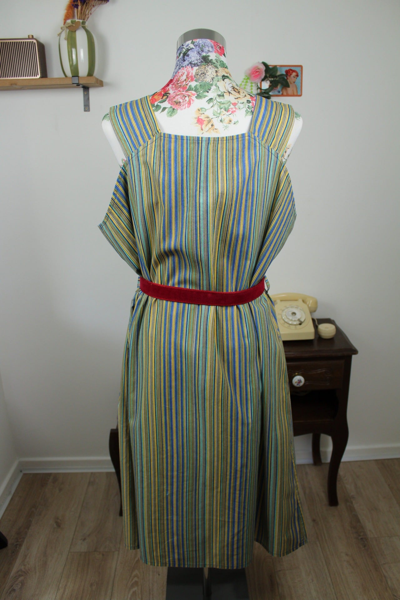 🌸🍒Robe vintage 90's rayée midi summer vibes en coton - Taille 46/48🍒🌸
