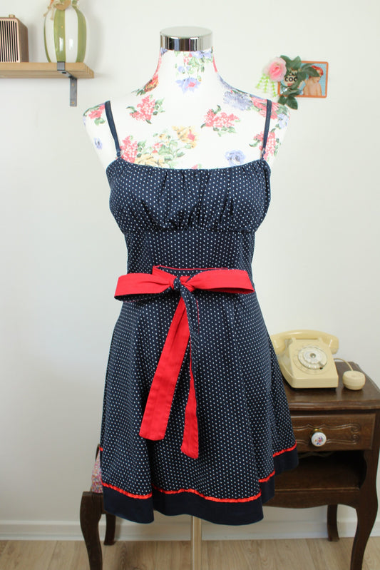 🌸🍒Robe à pois style rockabilly/pin-up nœud rouge - made in Italy - Taille 36🍒🌸