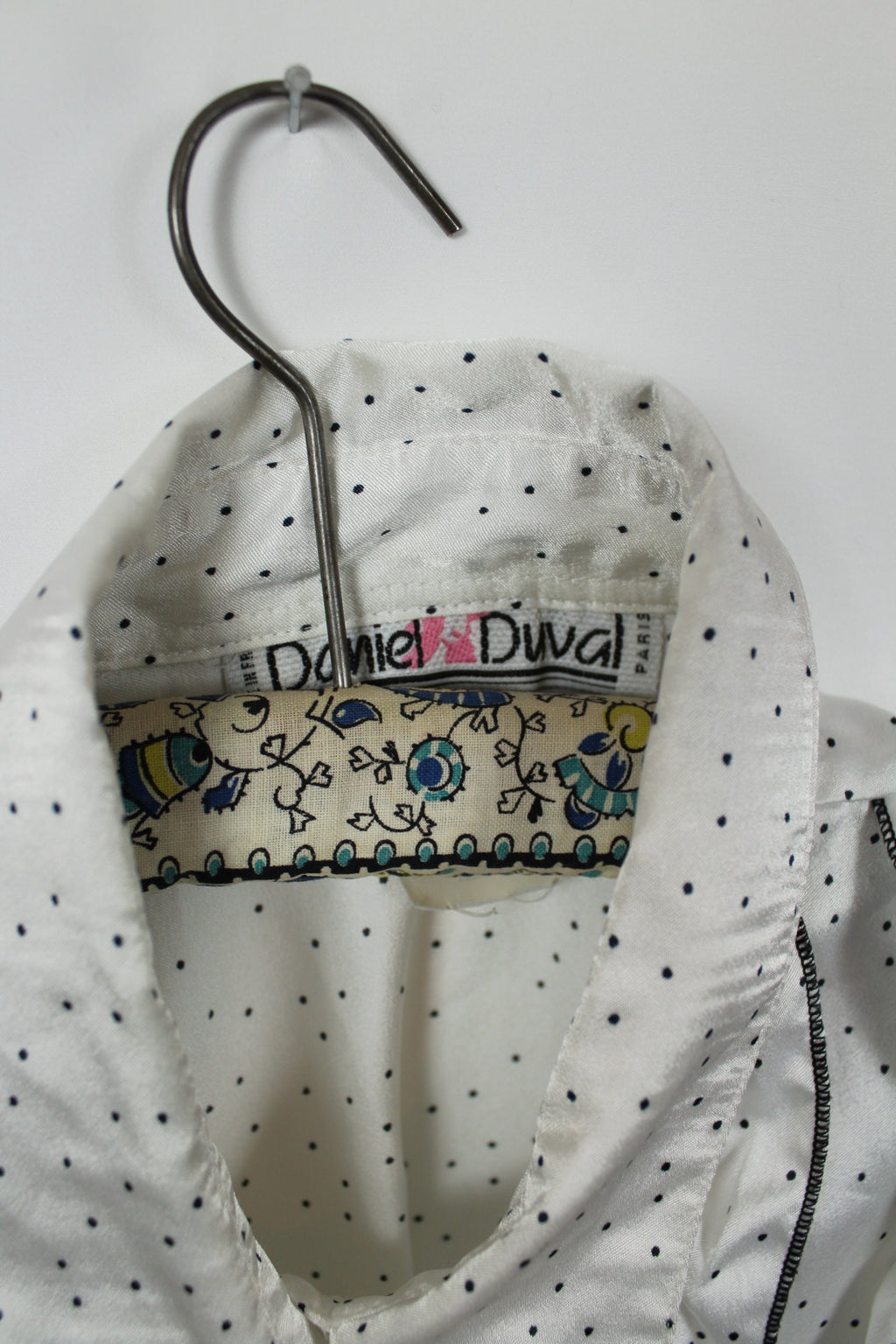 ✨Chemise vintage à volants Daniel Duval Paris - pois noir & satinée✨