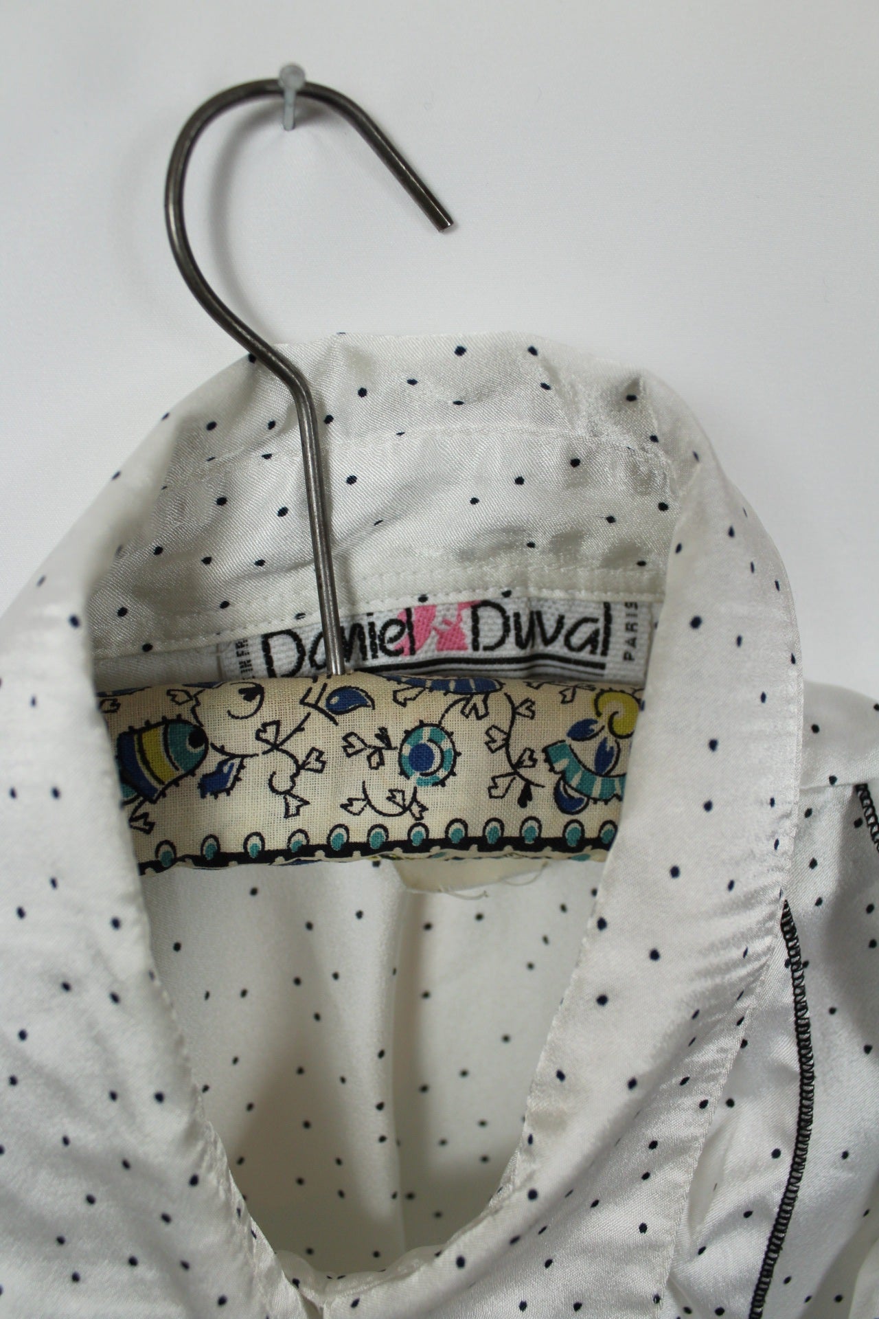 ✨Chemise vintage à volants Daniel Duval Paris - pois noir & satinée✨